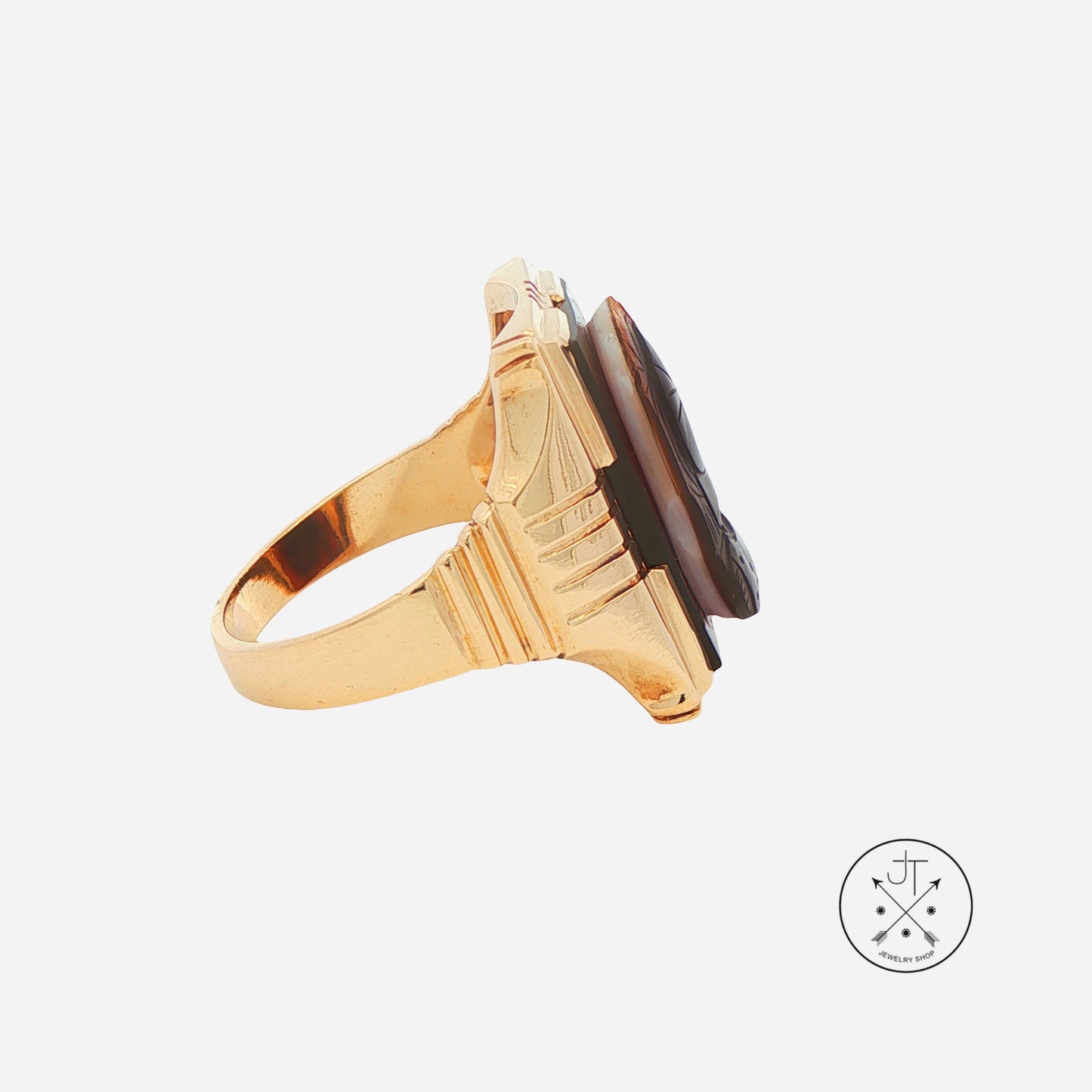 Vintage 10k Yellow Gold Cameo Ring Size 10 Estate Helm and Hahn