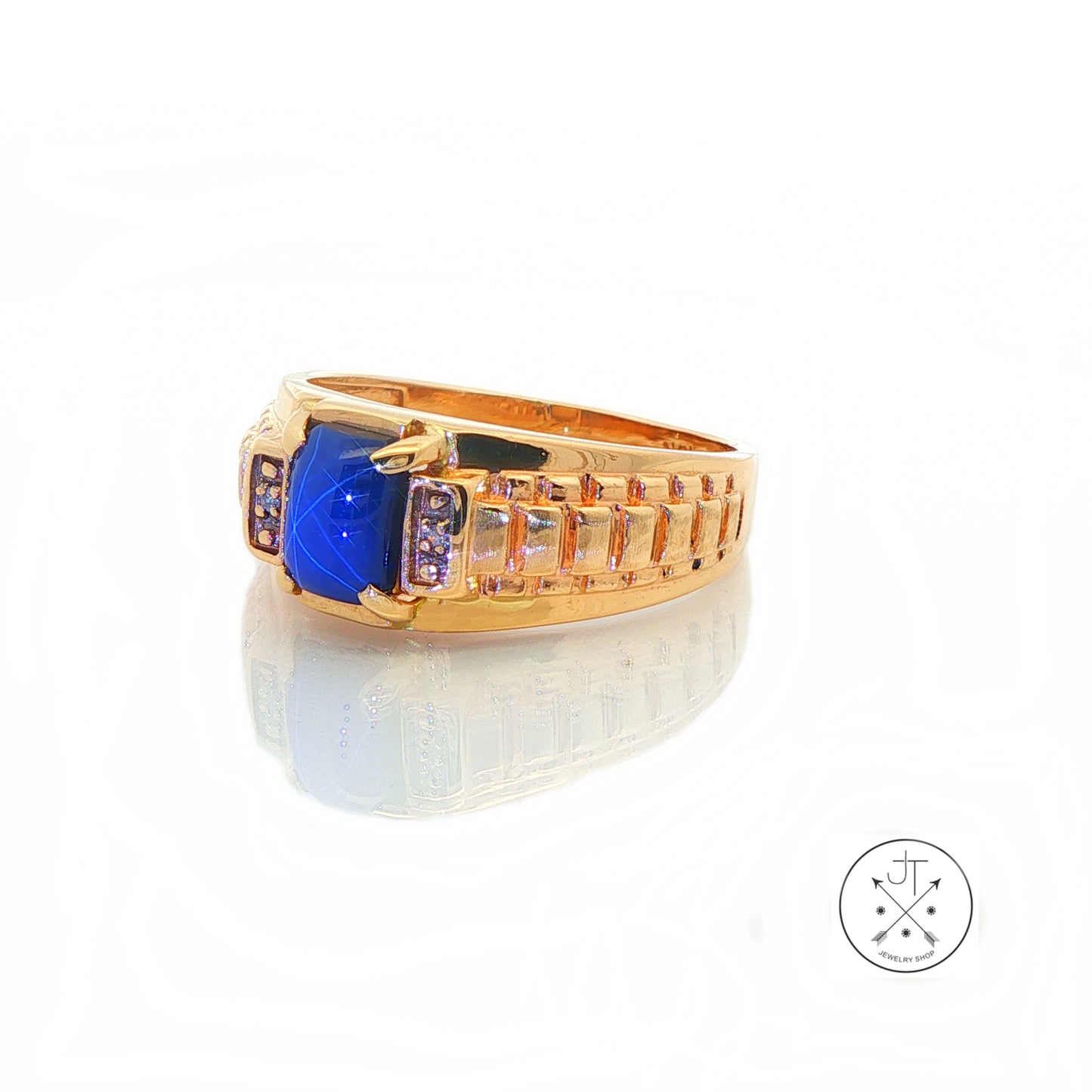 Vintage 10k Yellow Gold Ring Size 9.75 Created Blue Star Sapphire Magic Glo