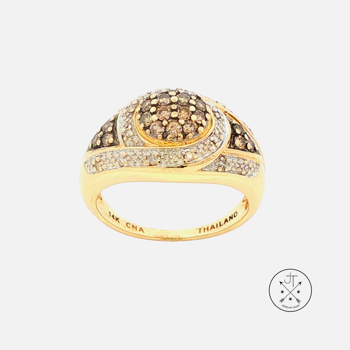 Vintage 14k Yellow Gold Domed Ring with .30 ctw natural Diamonds Size 6.75