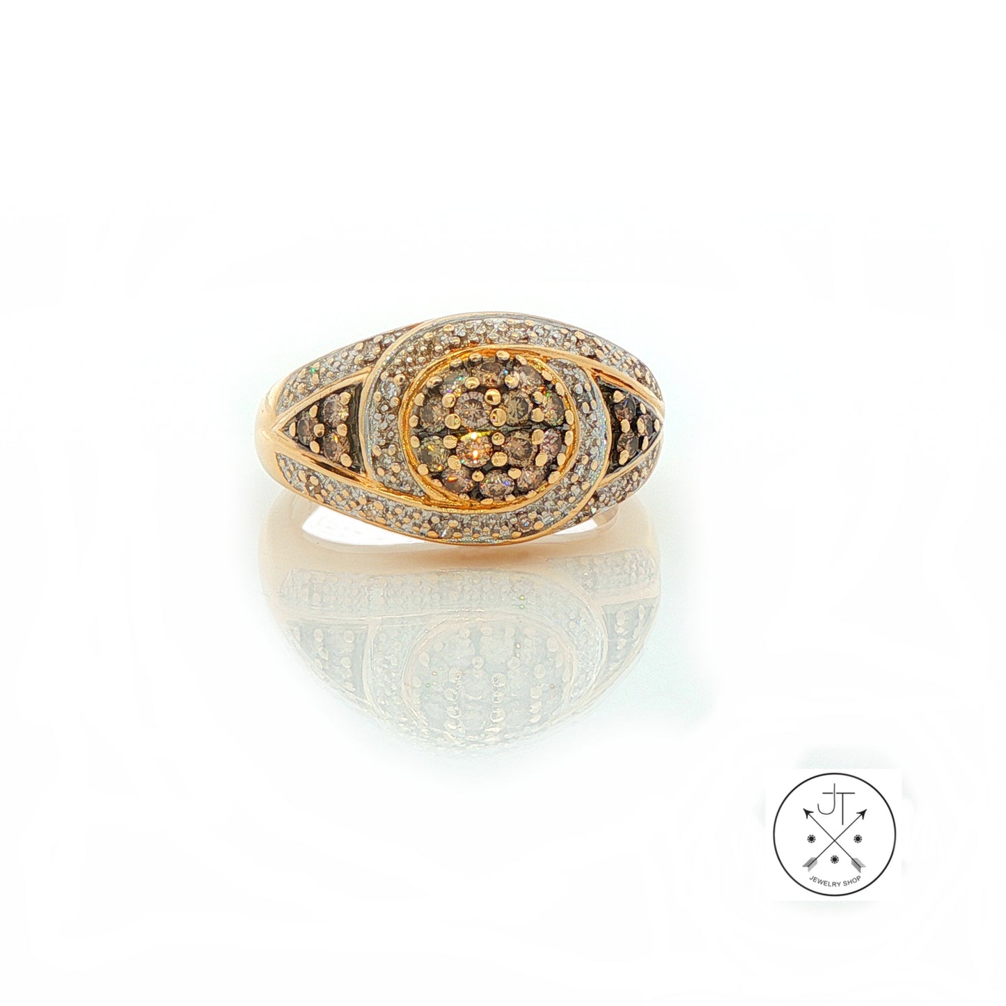 Vintage 14k Yellow Gold Domed Ring with .30 ctw natural Diamonds Size 6.75