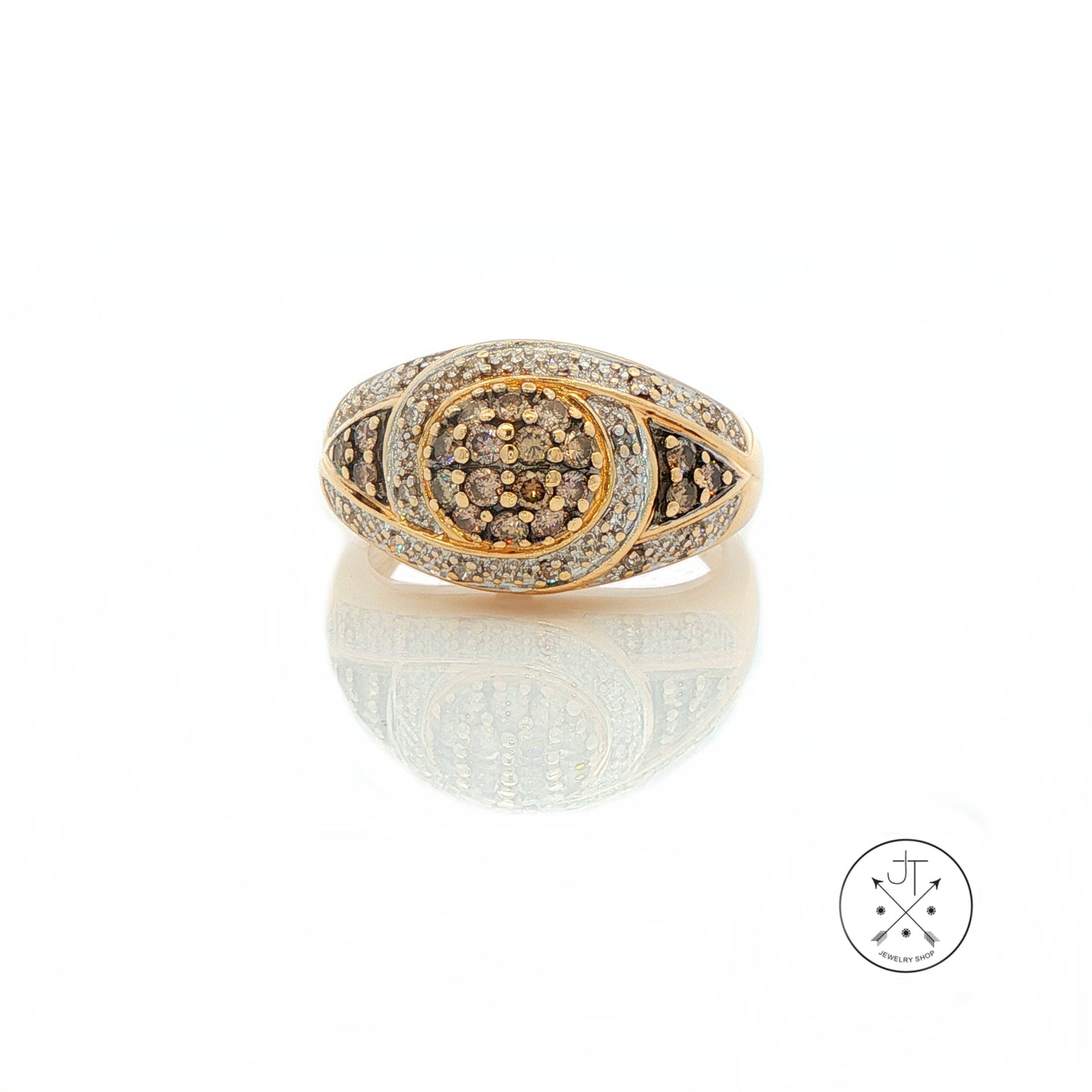 Vintage 14k Yellow Gold Domed Ring with .30 ctw natural Diamonds Size 6.75