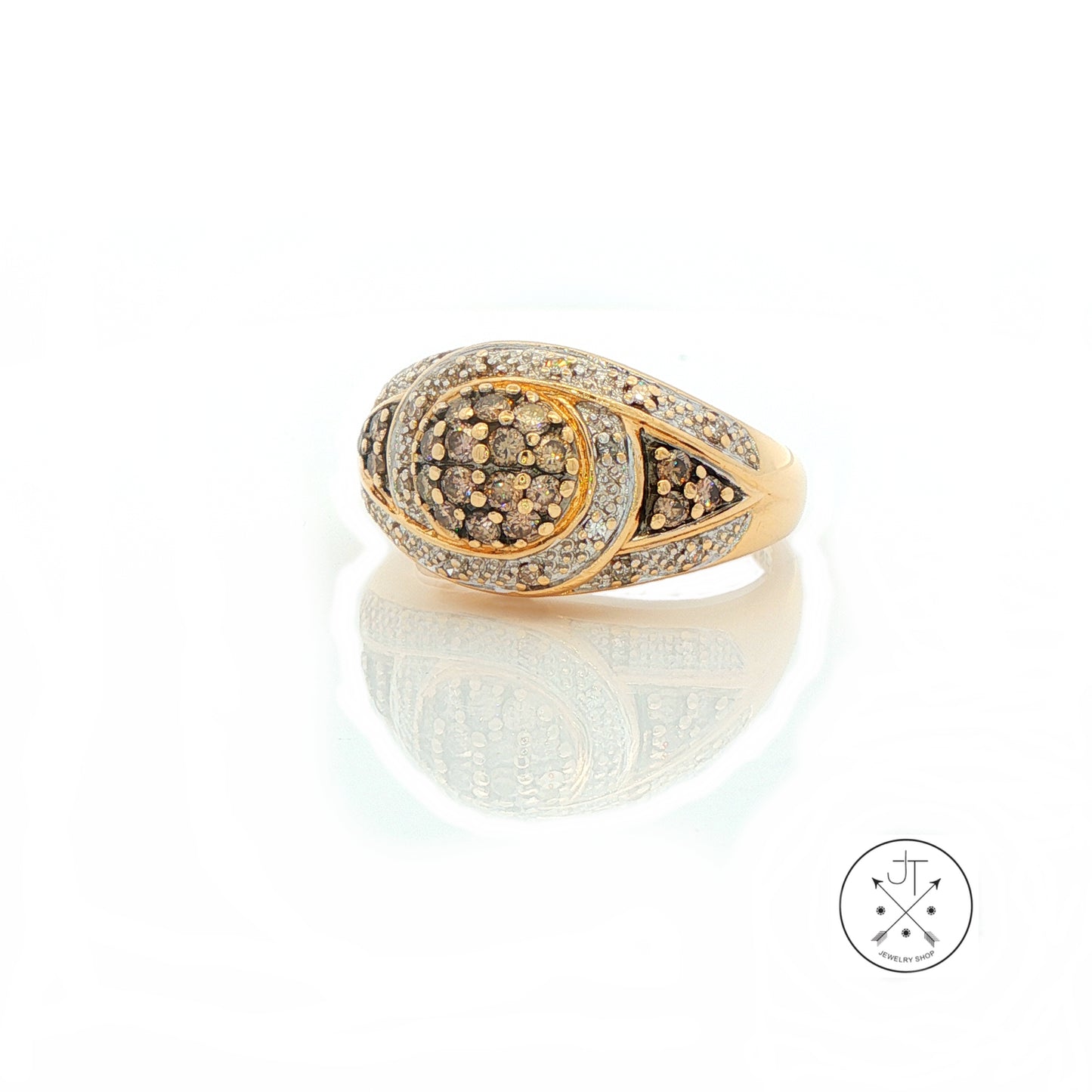 Vintage 14k Yellow Gold Domed Ring with .30 ctw natural Diamonds Size 6.75