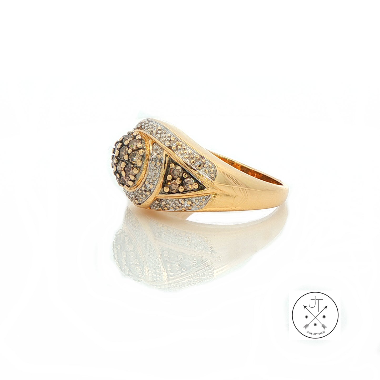 Vintage 14k Yellow Gold Domed Ring with .30 ctw natural Diamonds Size 6.75