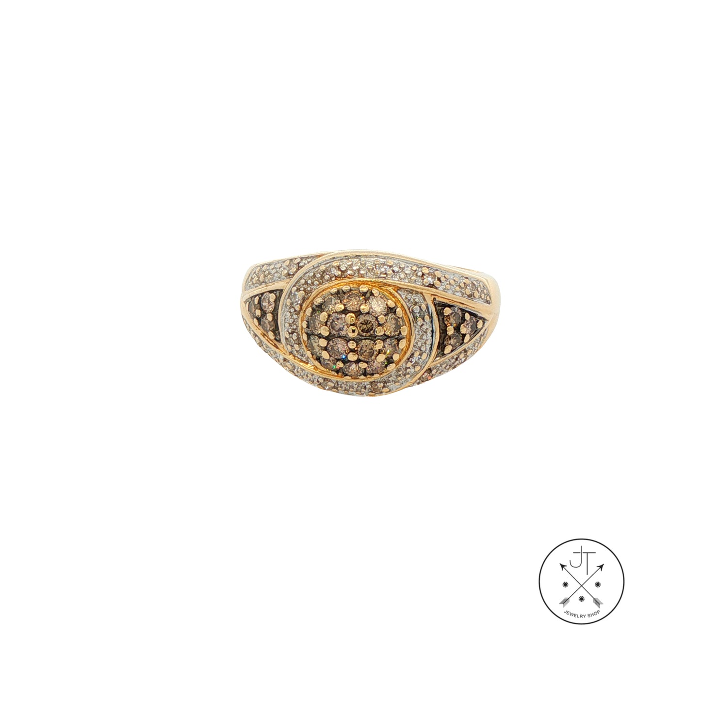 Vintage 14k Yellow Gold Domed Ring with .30 ctw natural Diamonds Size 6.75