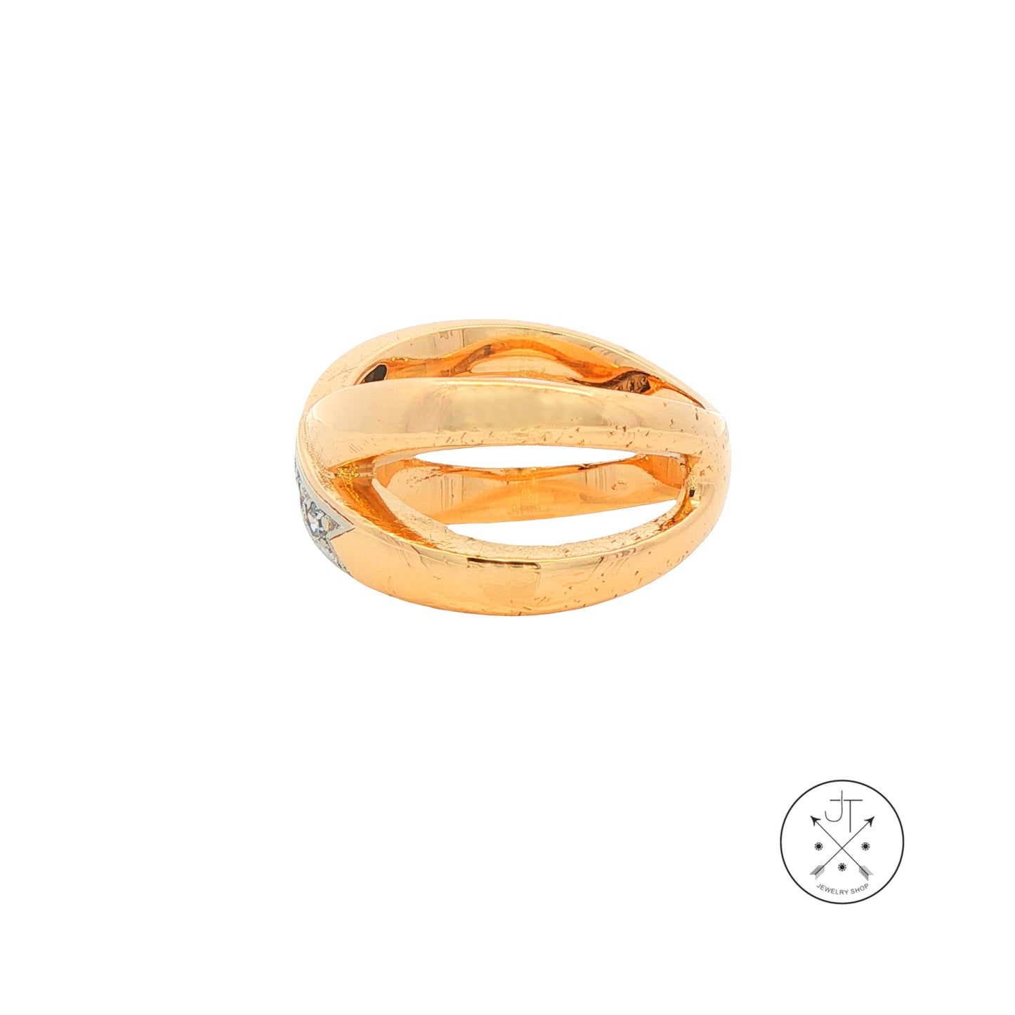 Vintage 14k Yellow Gold Criss Cross X Ring with .15 ctw natural Diamonds Size 6