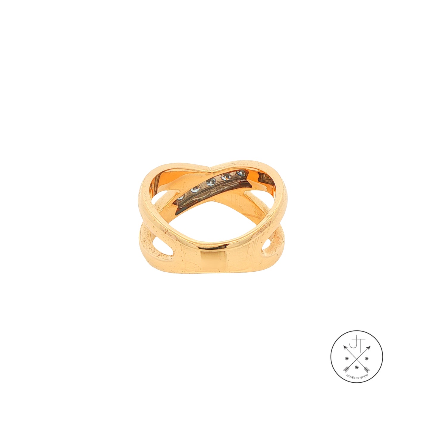 Vintage 14k Yellow Gold Criss Cross X Ring with .15 ctw natural Diamonds Size 6