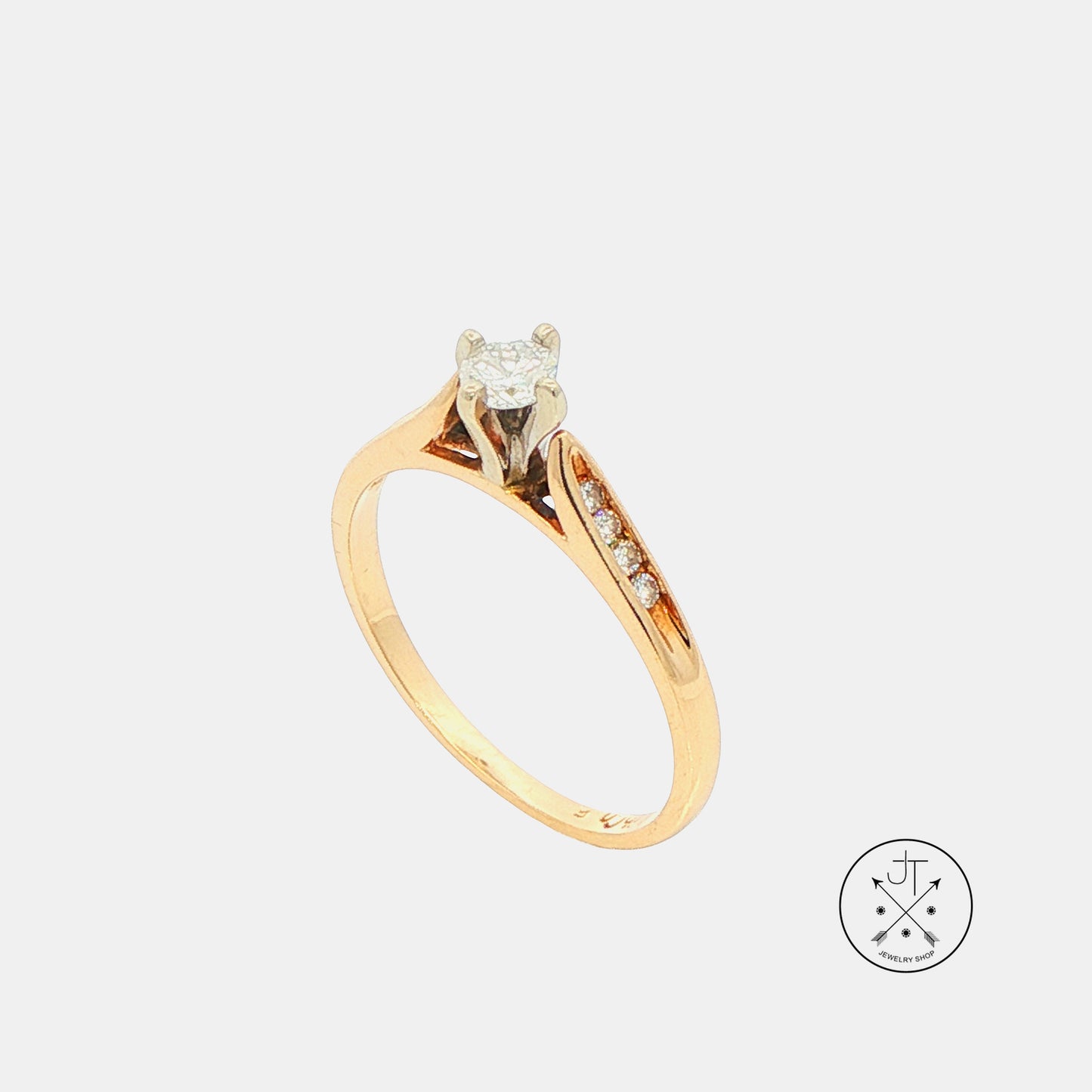 Vintage 14k Yellow Gold .22 ctw Diamond Solitaire Ring Size 6 LibCo Engagement