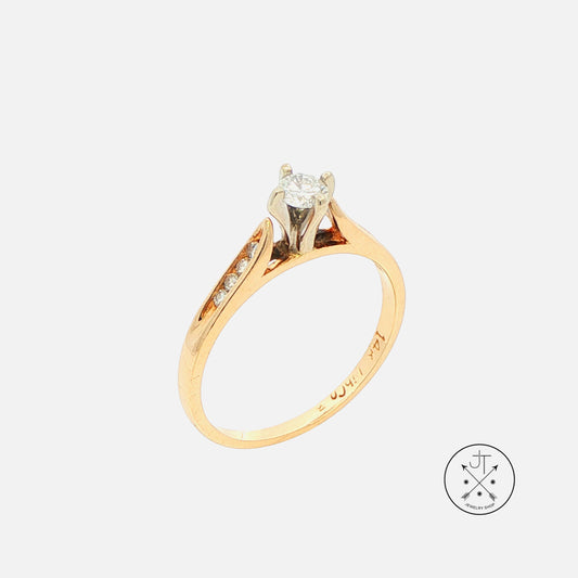 Vintage 14k Yellow Gold .22 ctw Diamond Solitaire Ring Size 6 LibCo Engagement