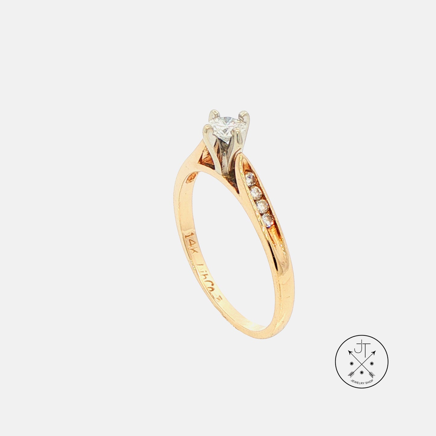 Vintage 14k Yellow Gold .22 ctw Diamond Solitaire Ring Size 6 LibCo Engagement