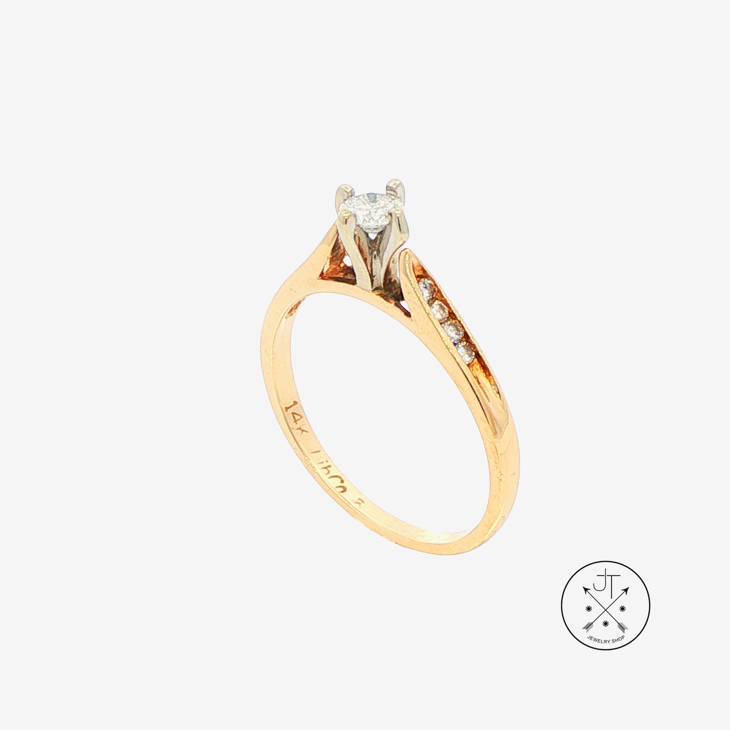 Vintage 14k Yellow Gold .22 ctw Diamond Solitaire Ring Size 6 LibCo Engagement