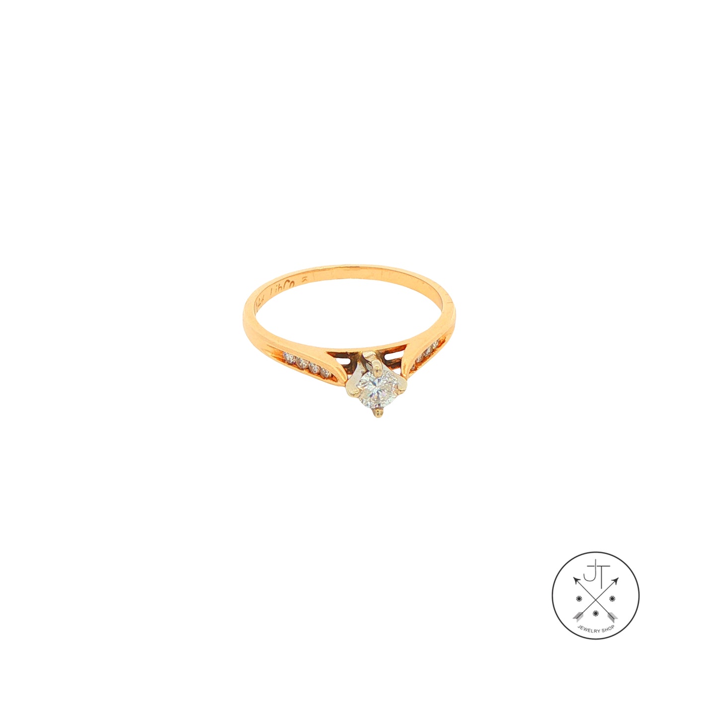 Vintage 14k Yellow Gold .22 ctw Diamond Solitaire Ring Size 6 LibCo Engagement