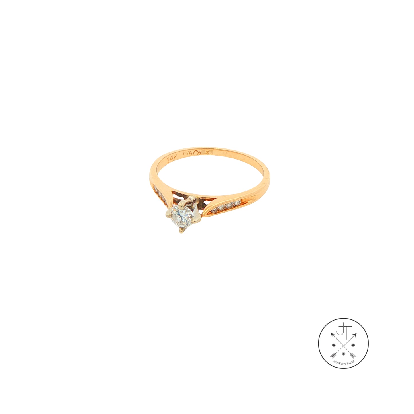 Vintage 14k Yellow Gold .22 ctw Diamond Solitaire Ring Size 6 LibCo Engagement