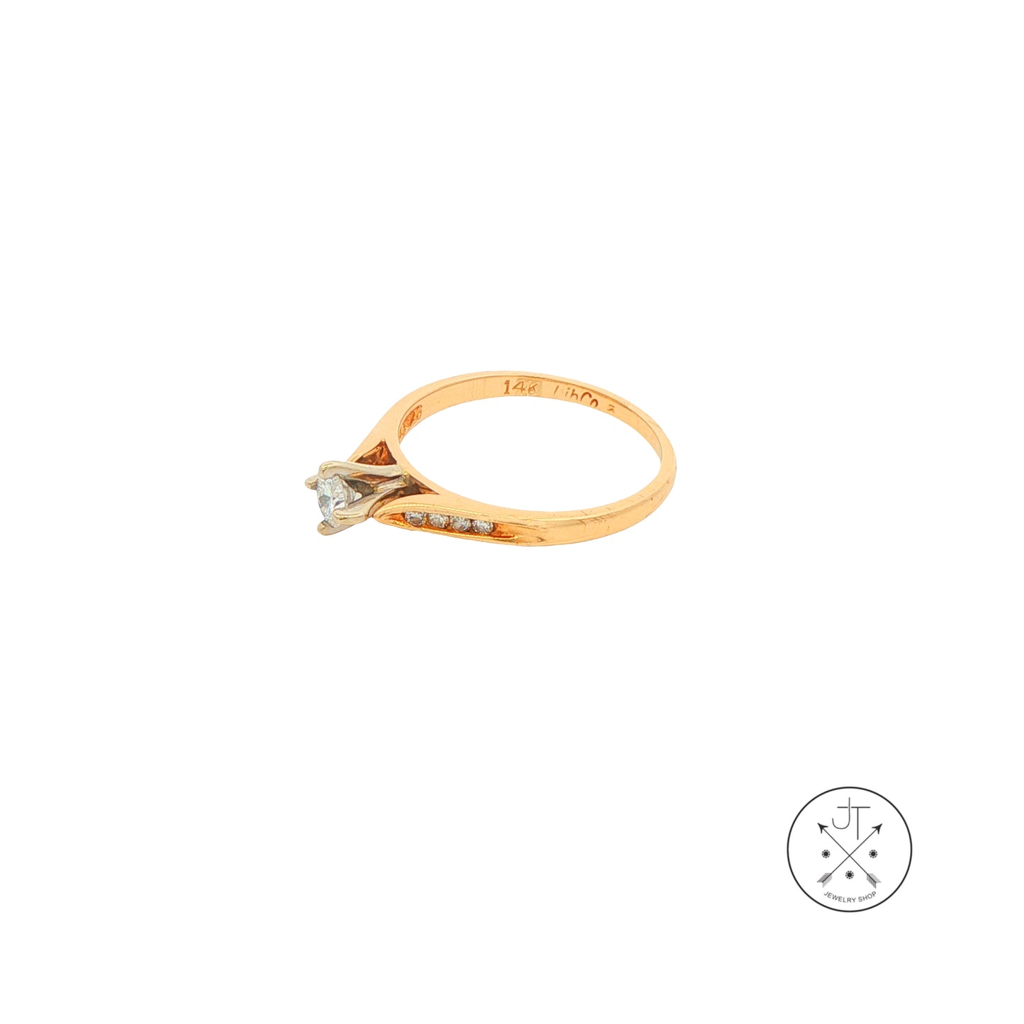 Vintage 14k Yellow Gold .22 ctw Diamond Solitaire Ring Size 6 LibCo Engagement