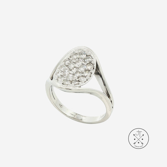 Vintage 14k White Gold Ring with 1.5 ctw Natural Diamonds Size 9.75