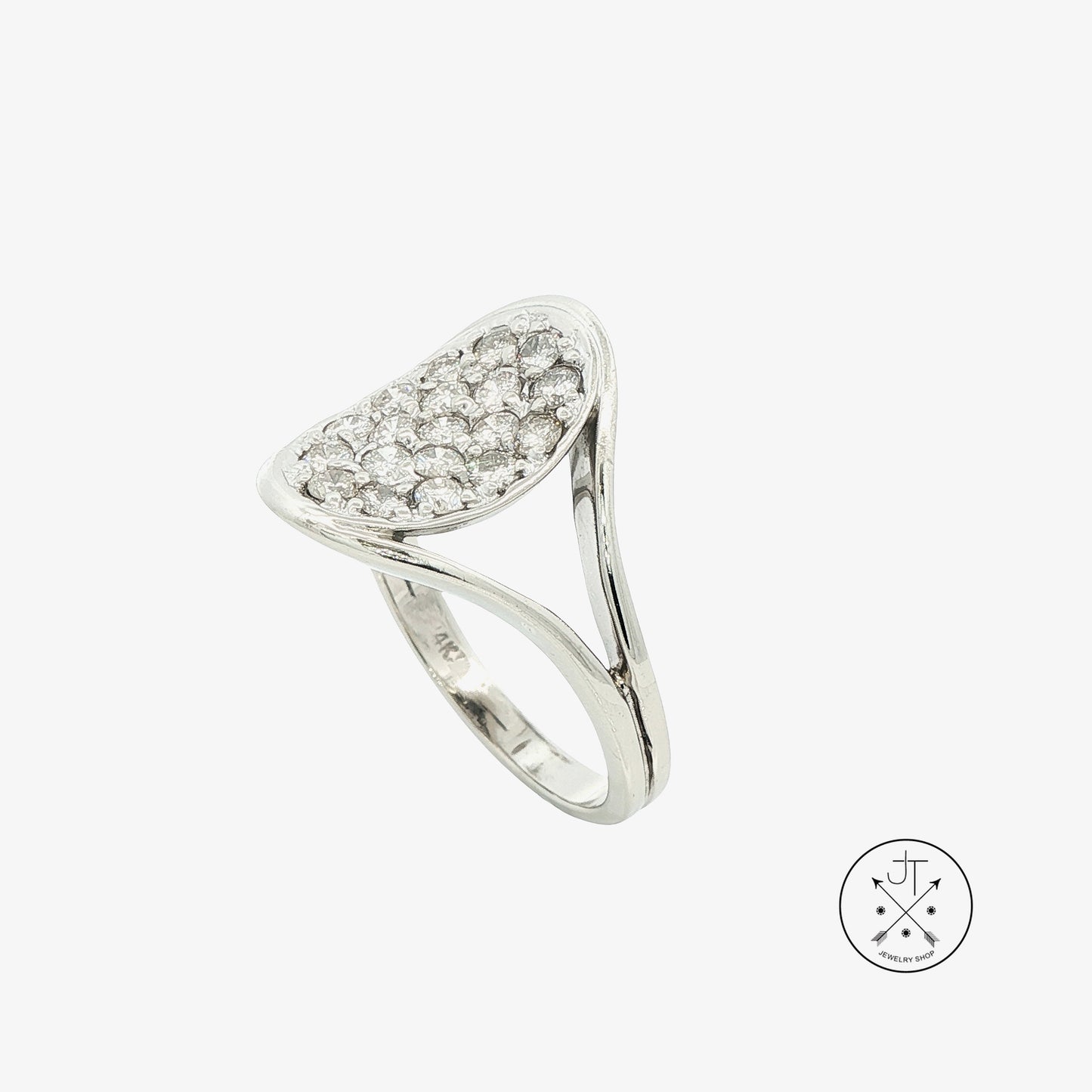 Vintage 14k White Gold Ring with 1.5 ctw Natural Diamonds Size 9.75