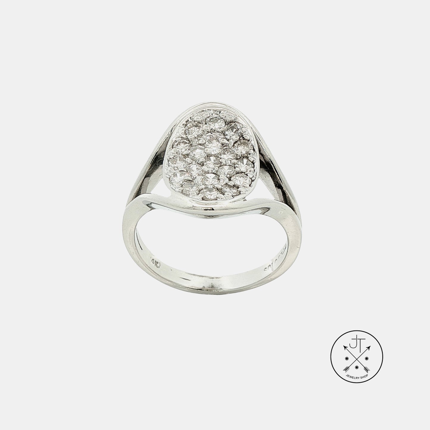 Vintage 14k White Gold Ring with 1.5 ctw Natural Diamonds Size 9.75