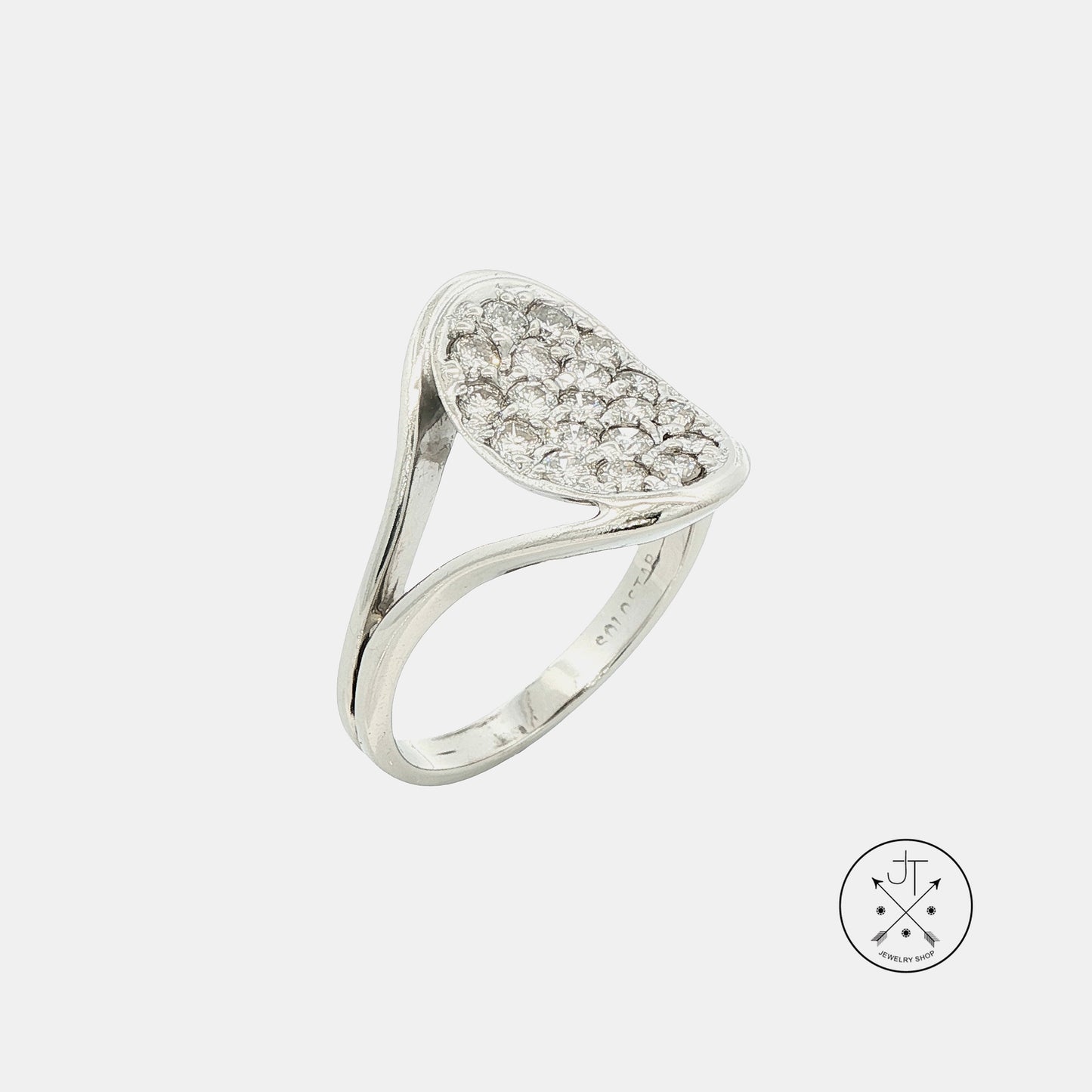 Vintage 14k White Gold Ring with 1.5 ctw Natural Diamonds Size 9.75