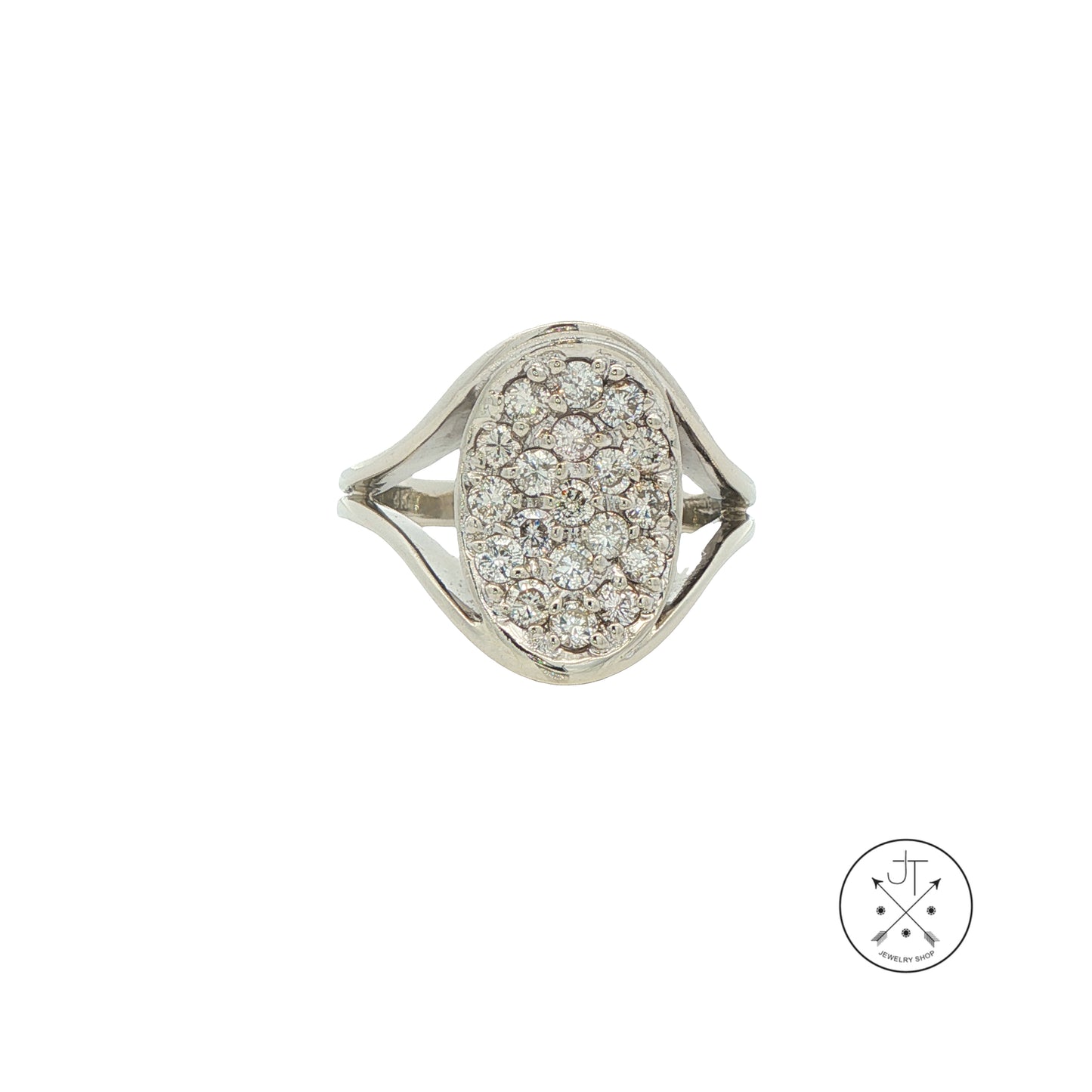 Vintage 14k White Gold Ring with 1.5 ctw Natural Diamonds Size 9.75