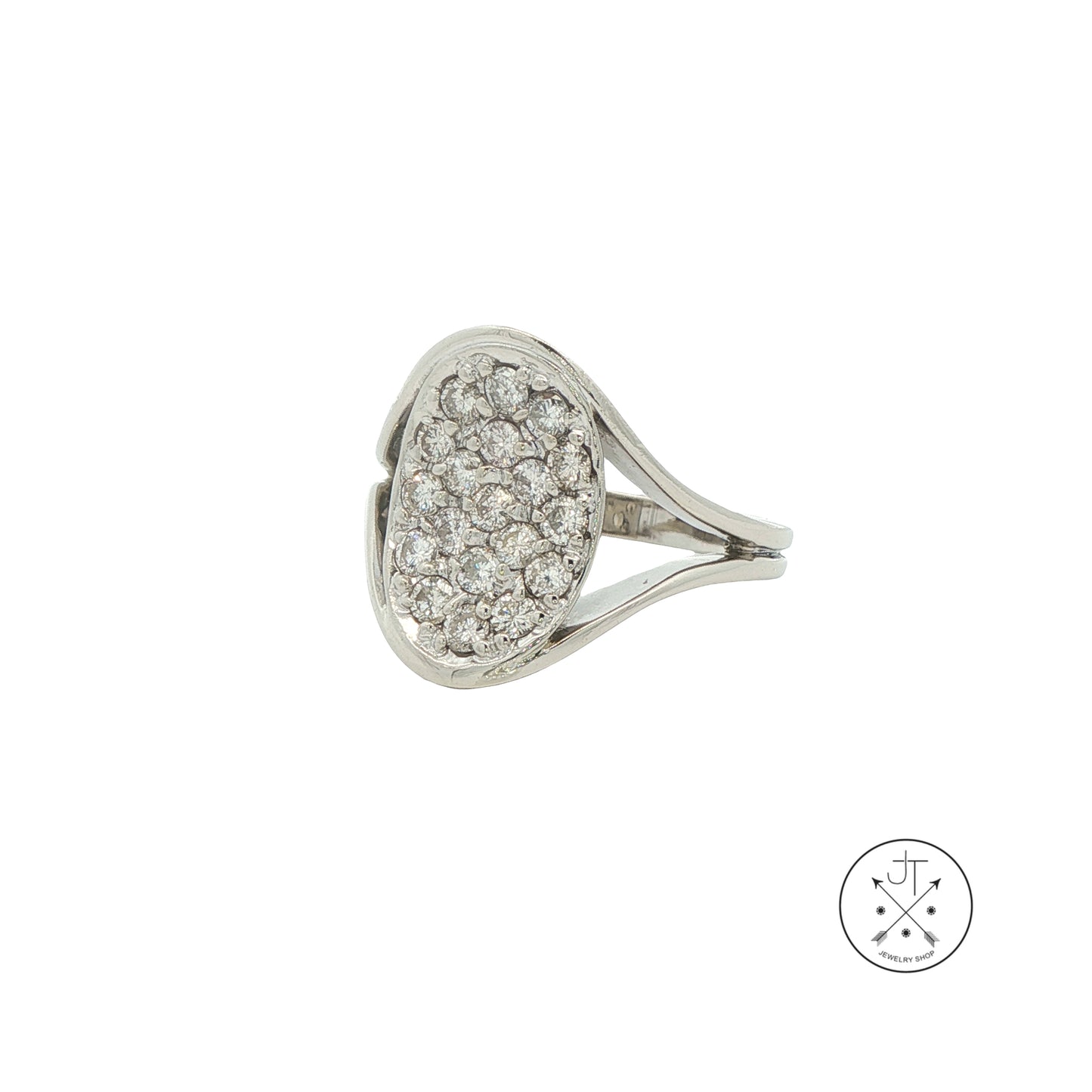 Vintage 14k White Gold Ring with 1.5 ctw Natural Diamonds Size 9.75