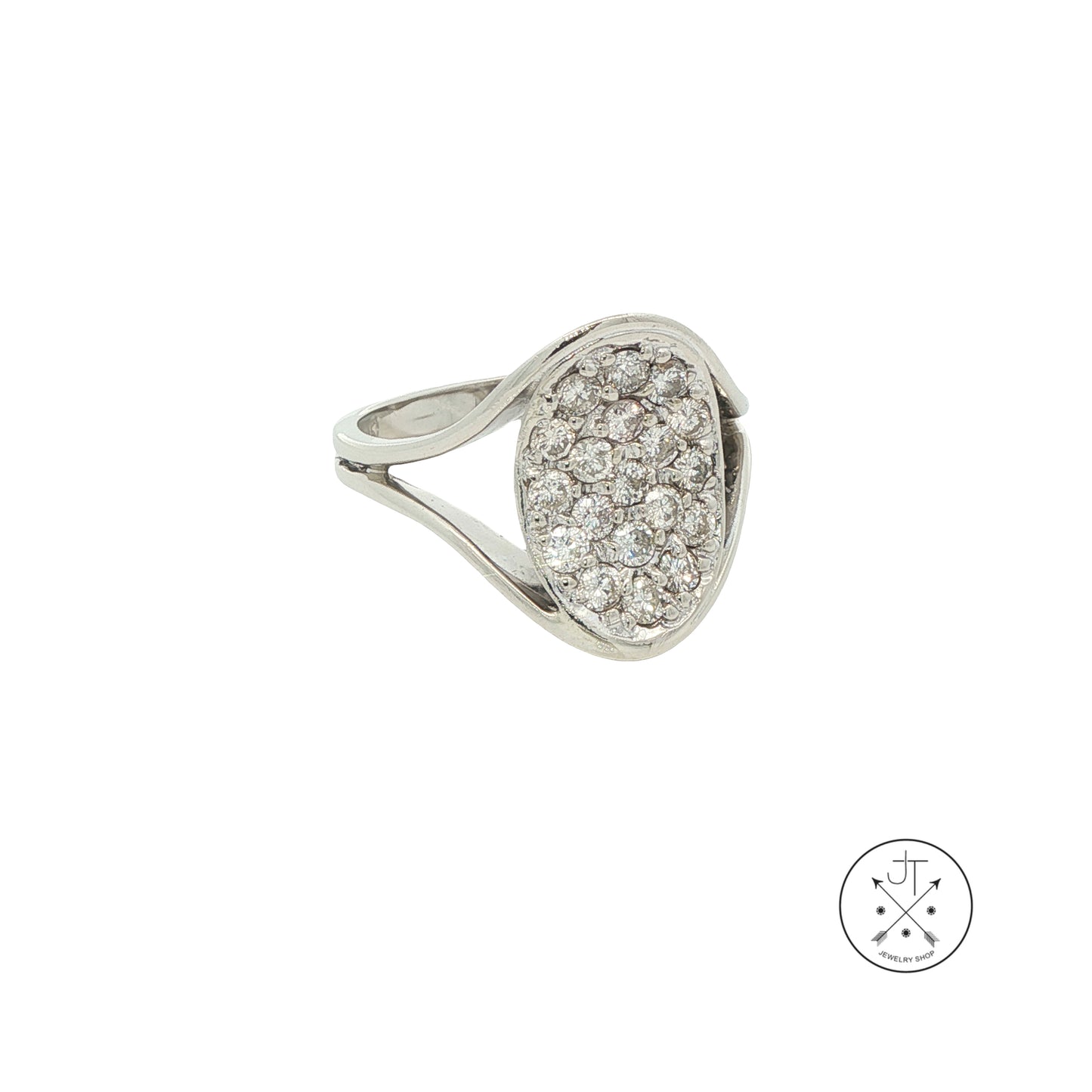 Vintage 14k White Gold Ring with 1.5 ctw Natural Diamonds Size 9.75