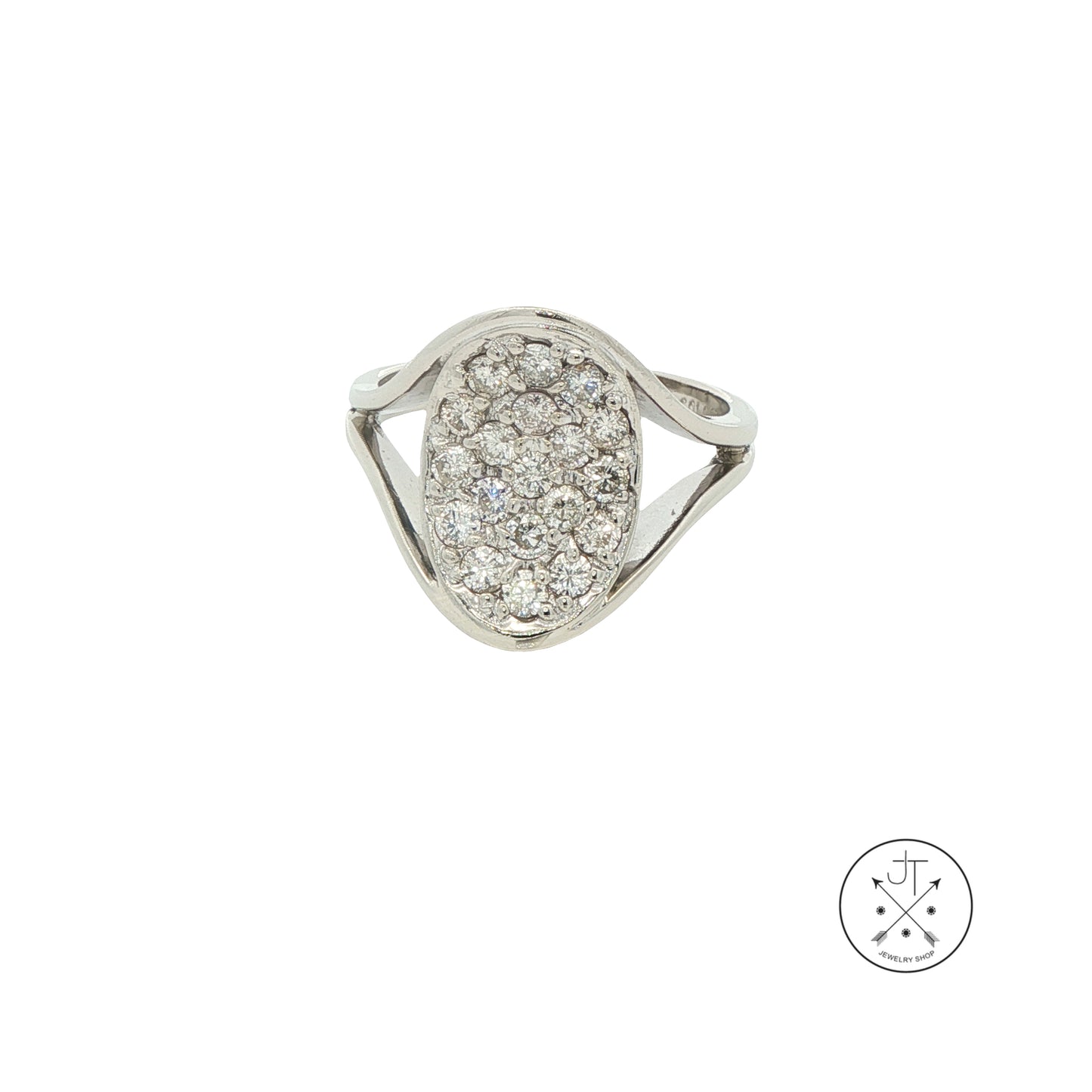 Vintage 14k White Gold Ring with 1.5 ctw Natural Diamonds Size 9.75