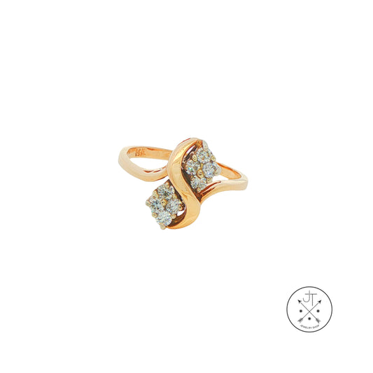 Vintage 14k Yellow Gold Ring with 1/5 ctw Diamonds Size 6.25 Artsy Freeform