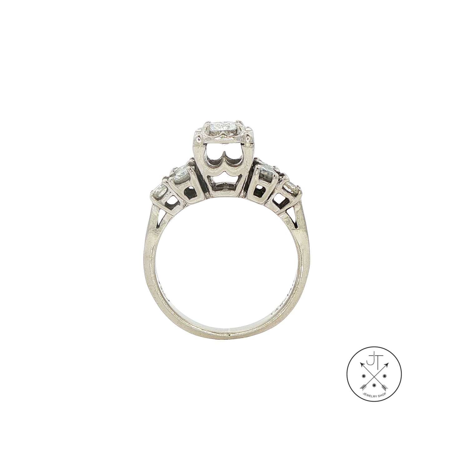 Vintage 14k White Gold Solitaire Ring with Accents 1ctw Natural Diamonds Size 5.75