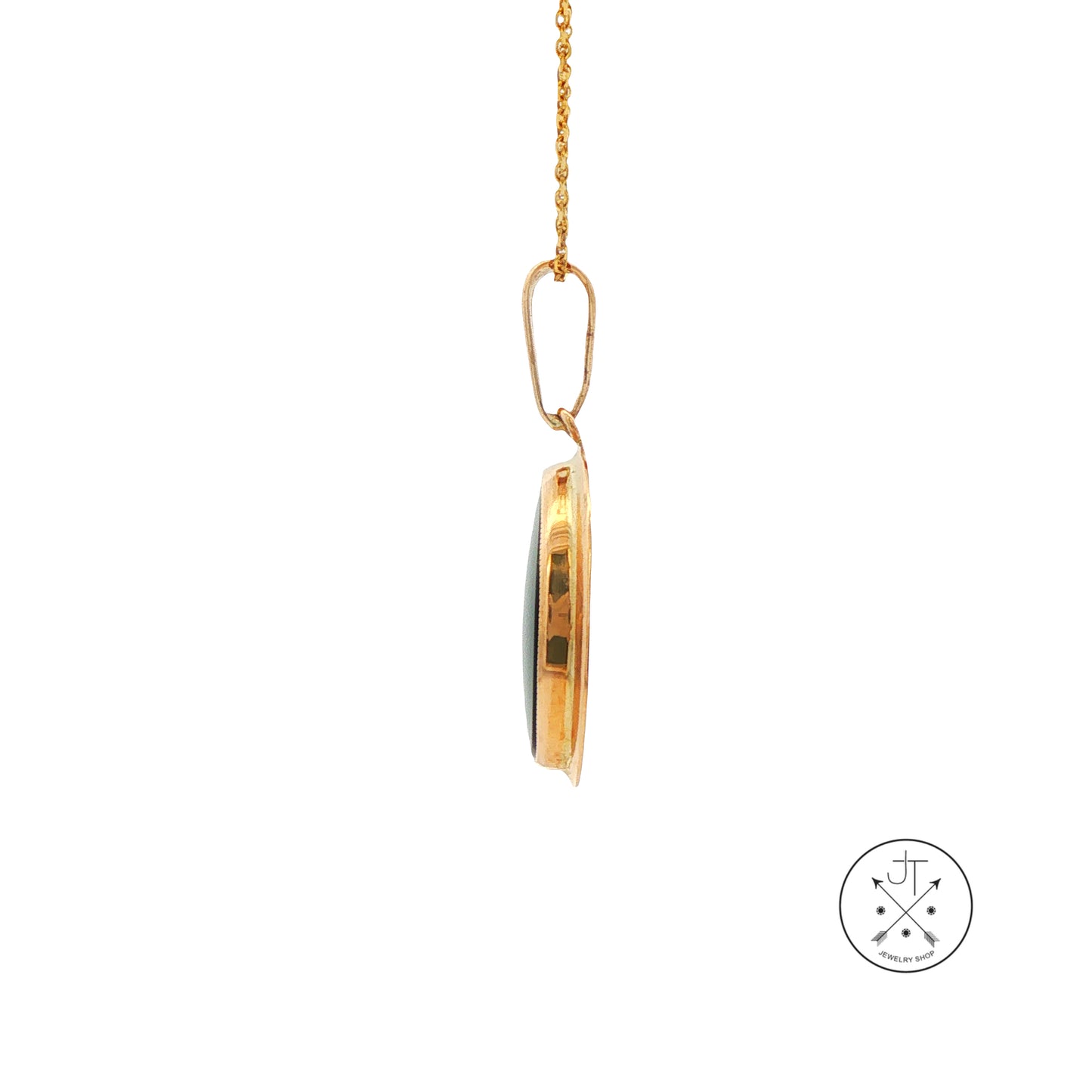 Vintage 10k Yellow Gold Onyx Pendant on 14k 18 in Necklace Chain