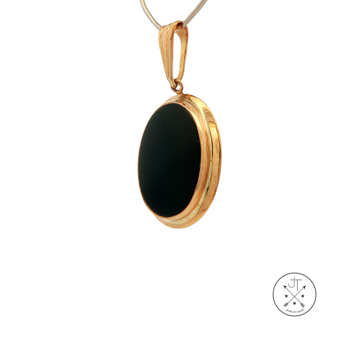 Vintage 10k Yellow Gold and Onyx Pendant