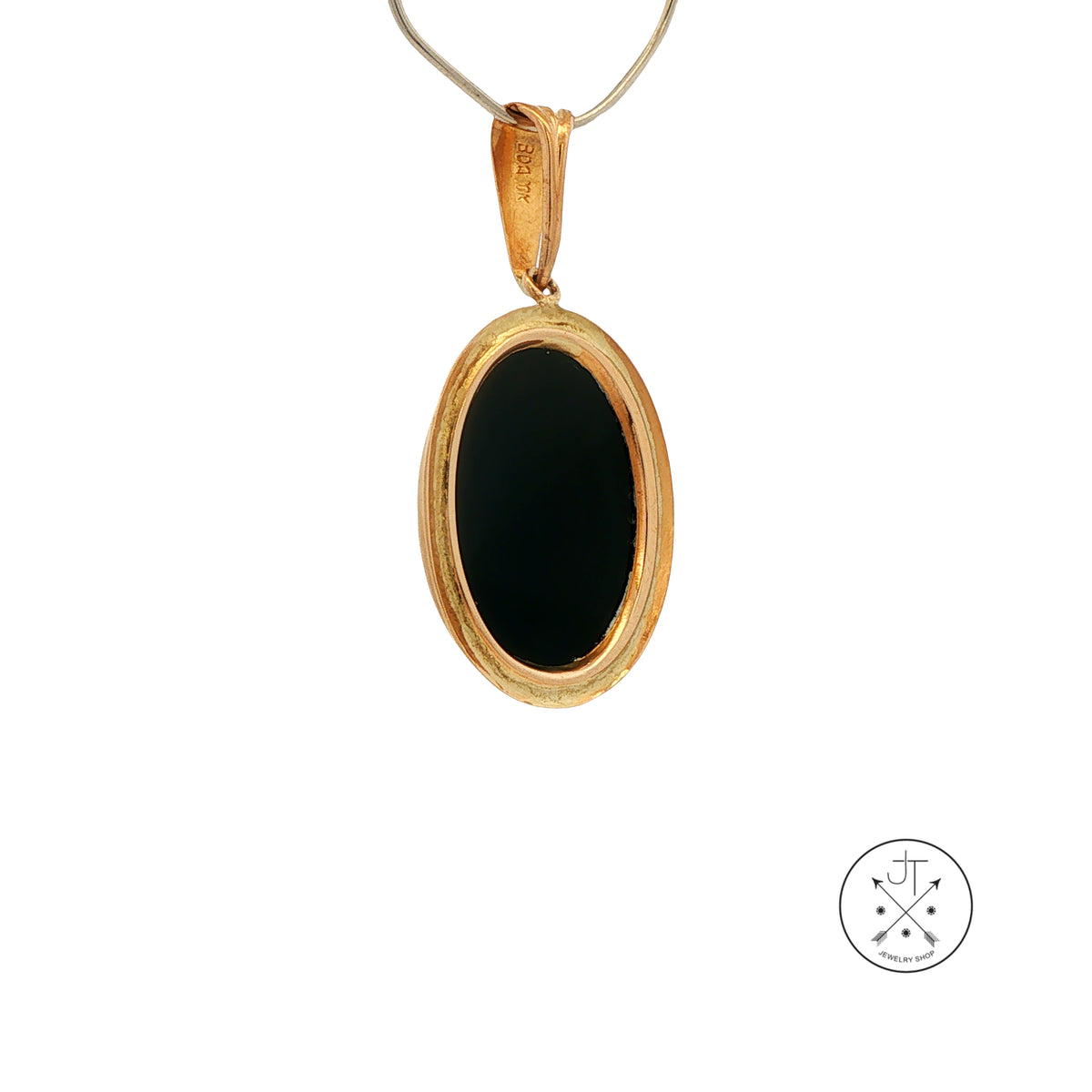 Vintage 10k Yellow Gold and Onyx Pendant