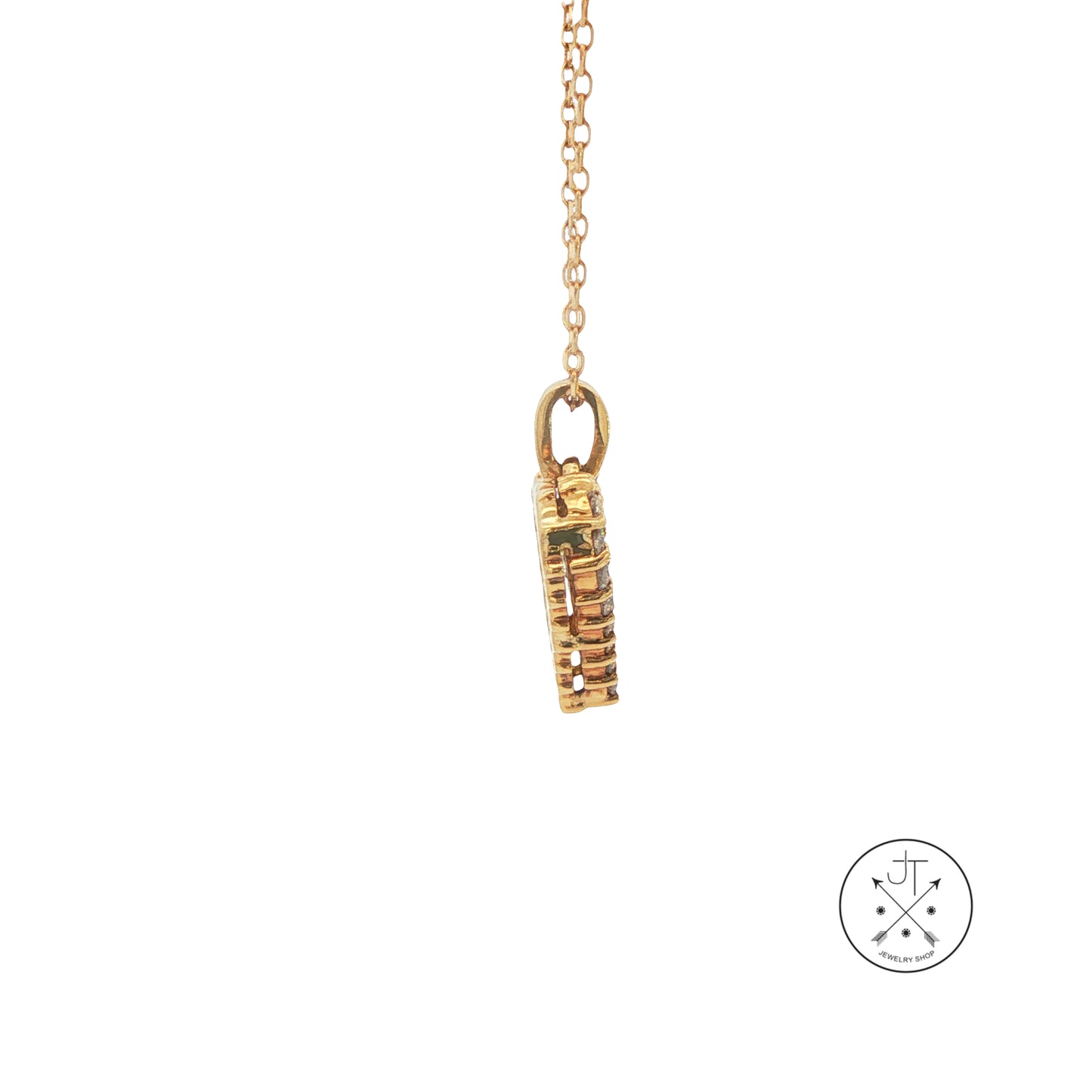 Vintage 18k Yellow Gold Diamond Heart Pendant on 10k 18 in Necklace Chain