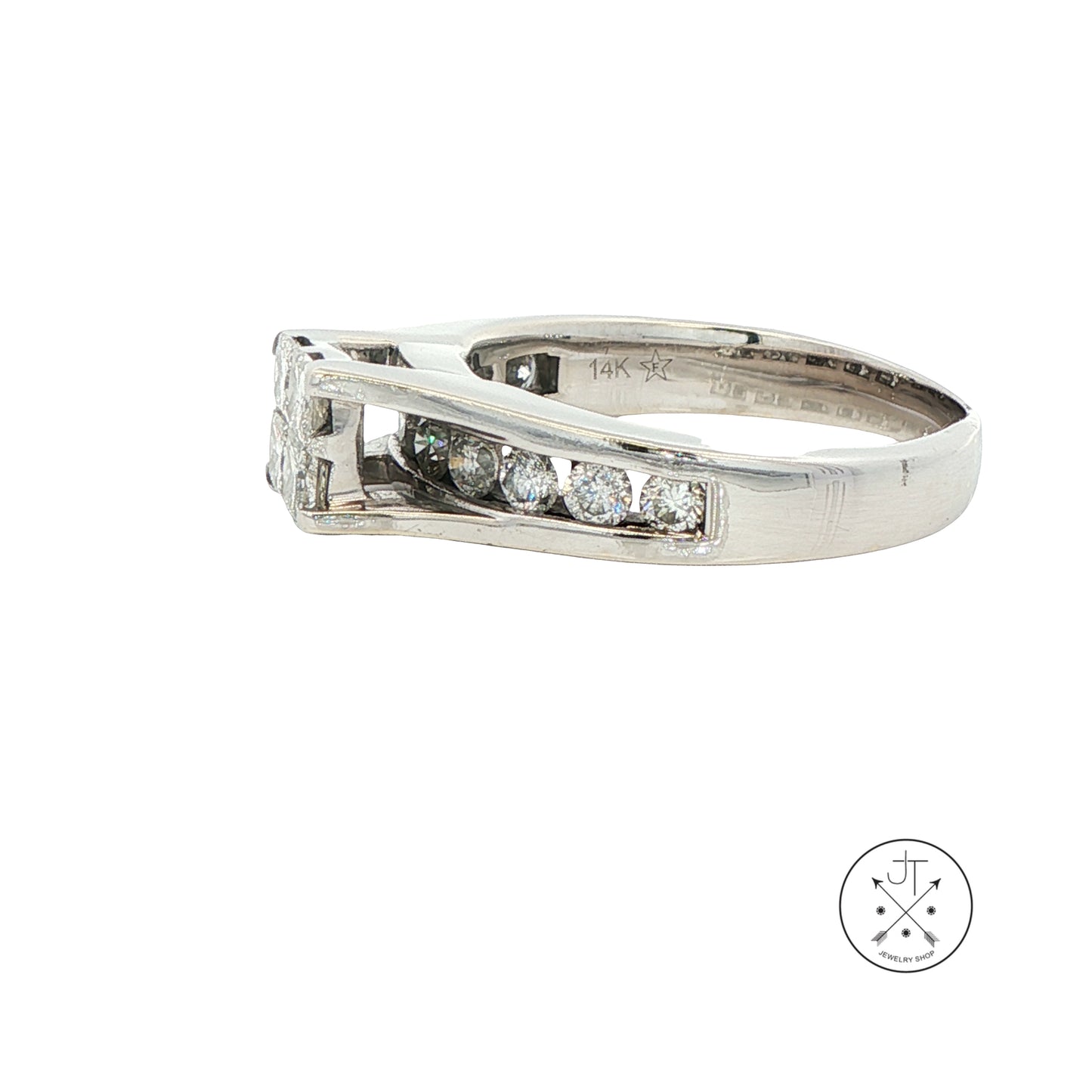 14k White Gold Engagement Ring with 1.4 ctw Diamonds Size 8 Invisible Set