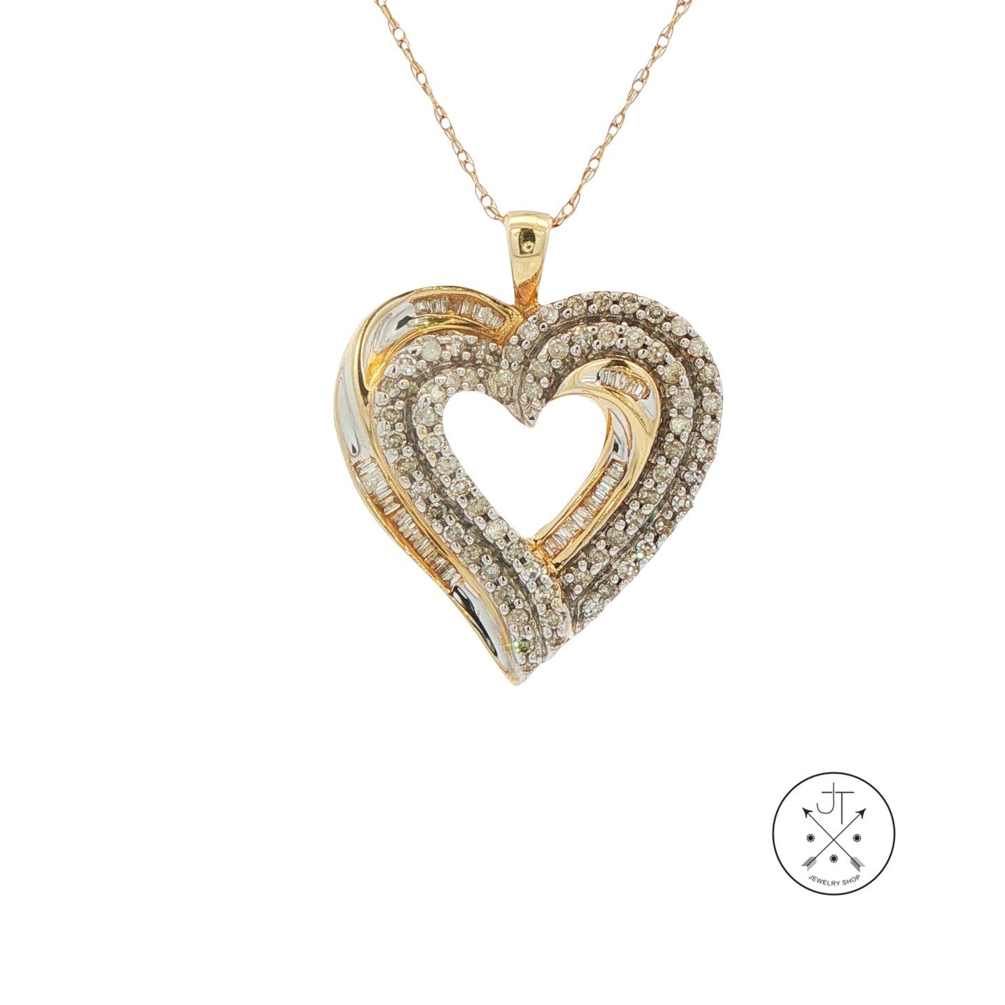 10k Yellow Gold .30 ctw Natural Diamond Heart Pendant Necklace 19 Inch