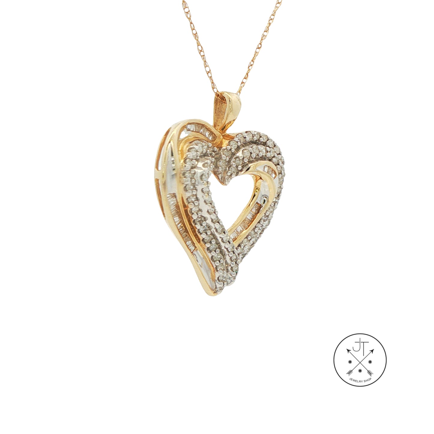 10k Yellow Gold .30 ctw Natural Diamond Heart Pendant Necklace 19 Inch