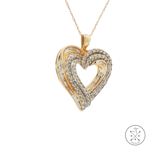 10k Yellow Gold .30 ctw Natural Diamond Heart Pendant Necklace 19 Inch