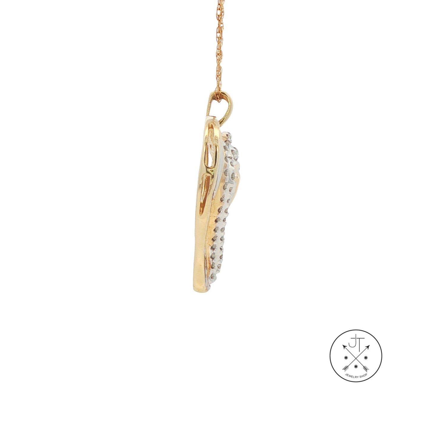 10k Yellow Gold .30 ctw Natural Diamond Heart Pendant Necklace 19 Inch