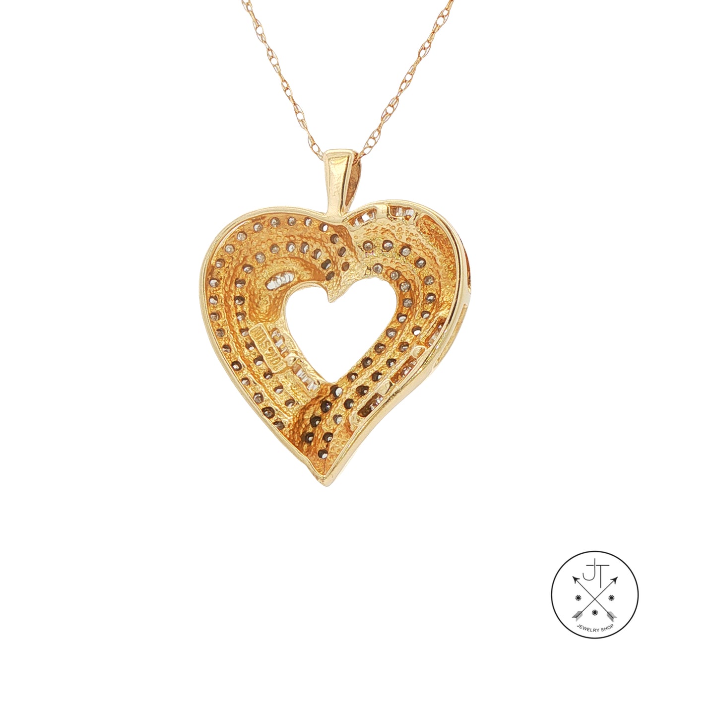 10k Yellow Gold .30 ctw Natural Diamond Heart Pendant Necklace 19 Inch