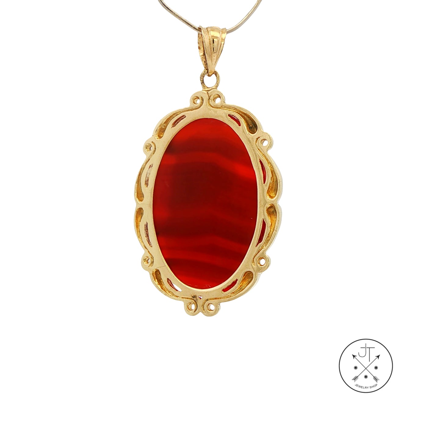 Vintage 10k Yellow Gold Agate Hardstone Cameo Pendant
