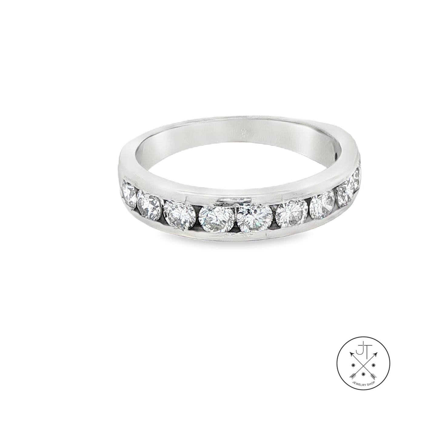 Vintage Platinum 4.4 mm Band 1 ctw Natural Diamonds Size 6.75