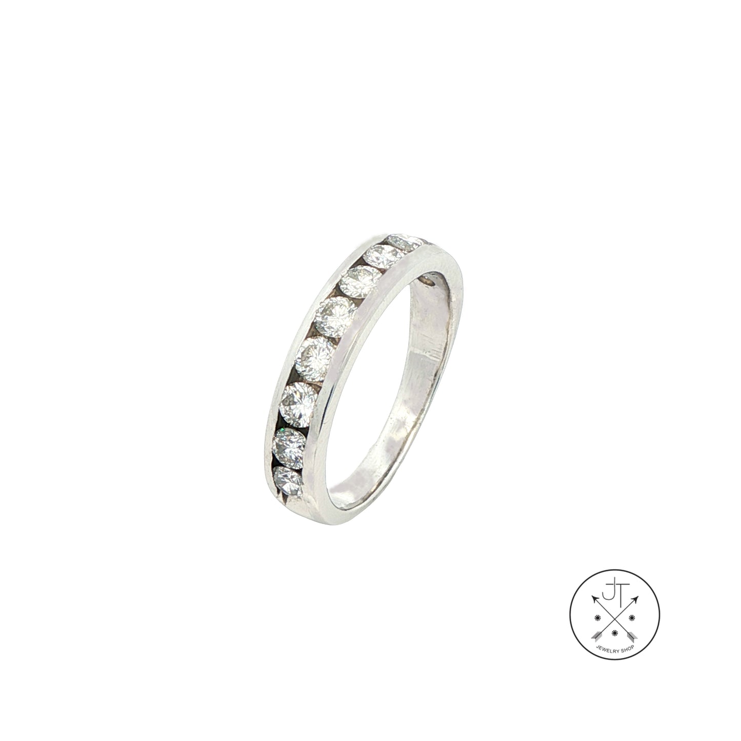 Vintage Platinum 4.4 mm Band 1 ctw Natural Diamonds Size 6.75