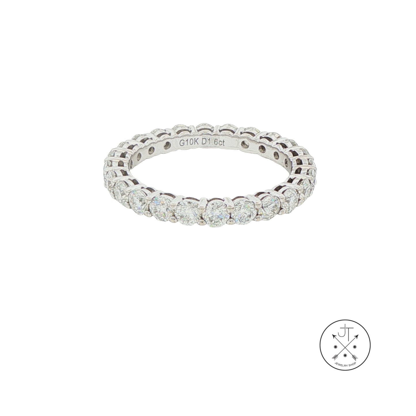 New 10k White Gold Eternity Band 1.6 ctw Natural Diamonds Size 5.5