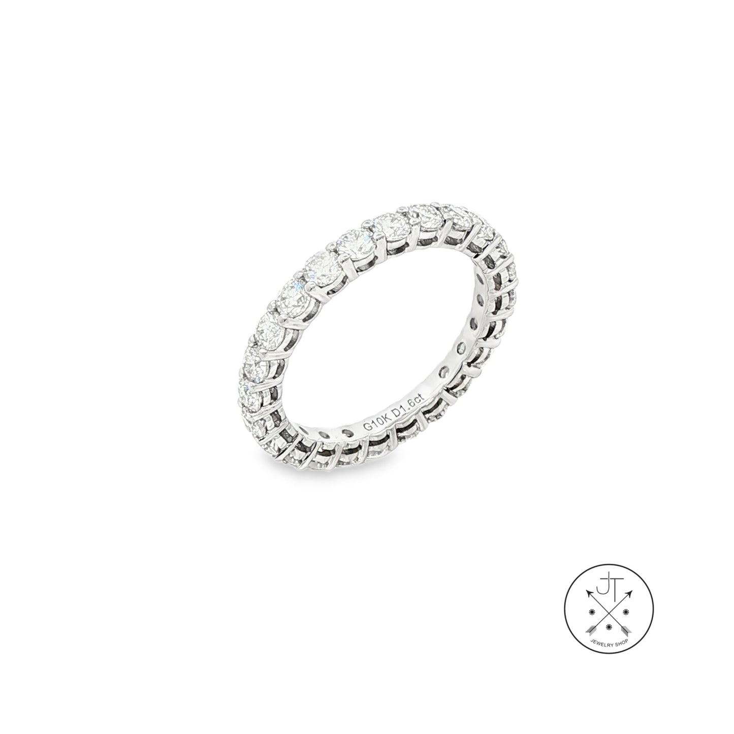New 10k White Gold Eternity Band 1.6 ctw Natural Diamonds Size 5.5