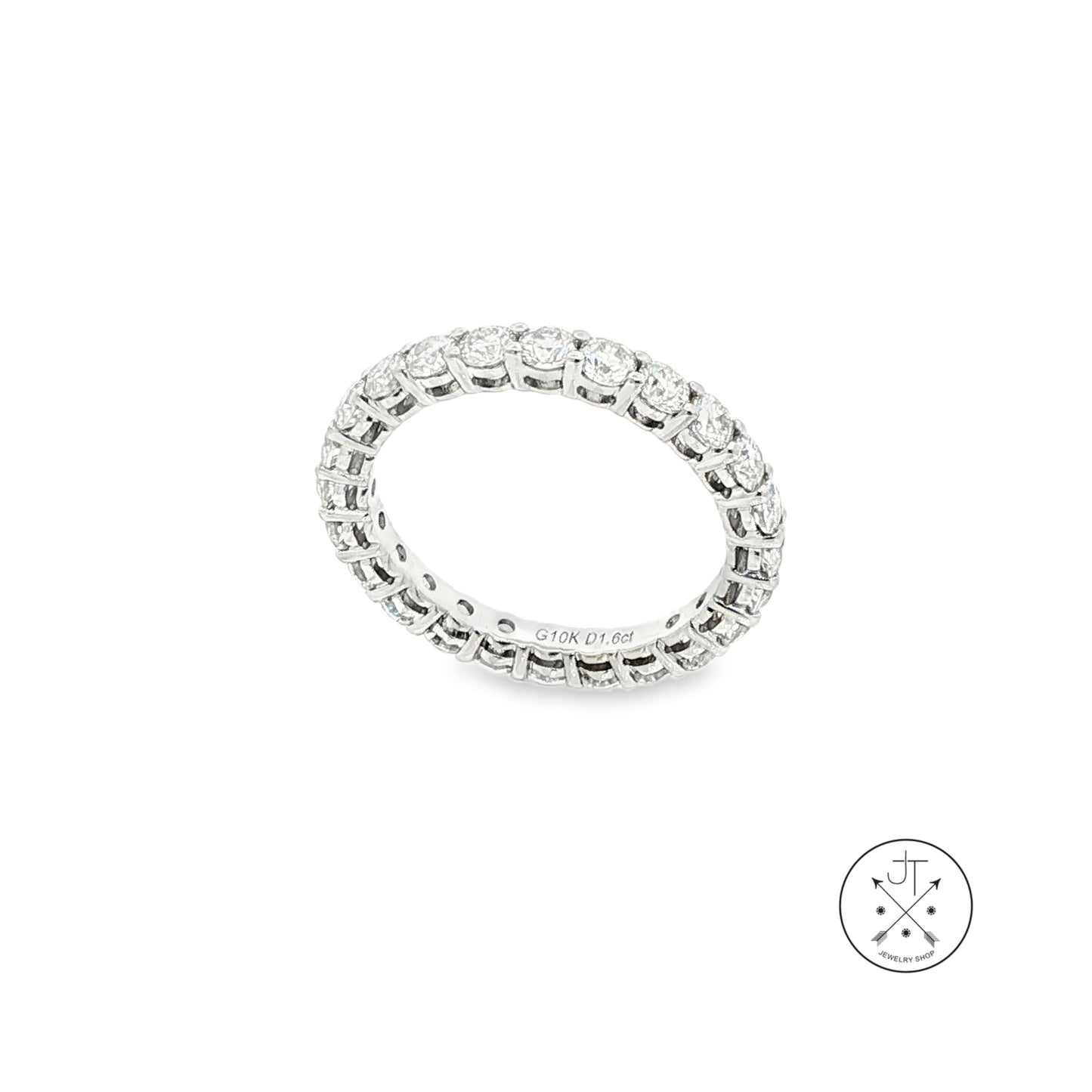 New 10k White Gold Eternity Band 1.6 ctw Natural Diamonds Size 5.5