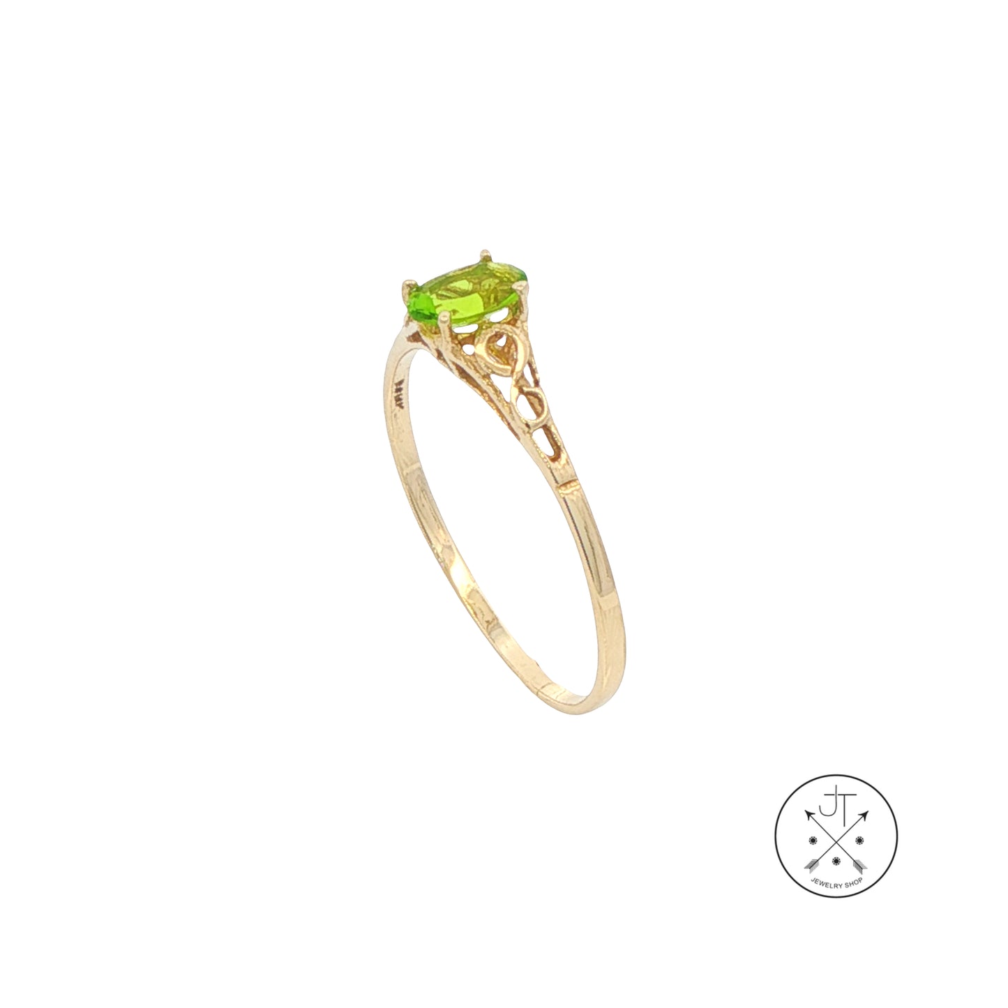 14k Yellow Gold Solitaire Ring with Peridot Oval Size 9 Nearly New August Birthstone