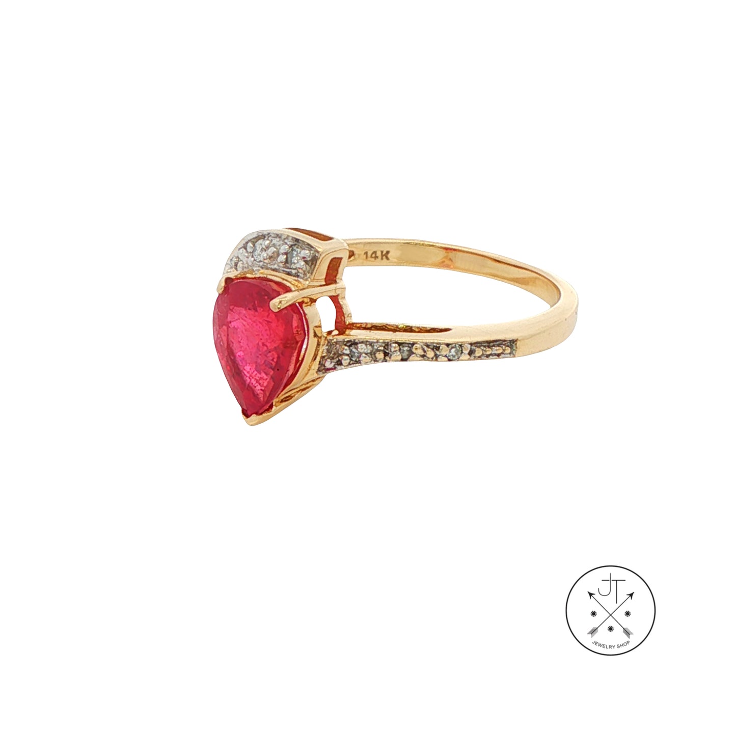 14k Yellow Gold Ring with Natural Ruby and Diamonds Size 7 Nearly New July Birthstone