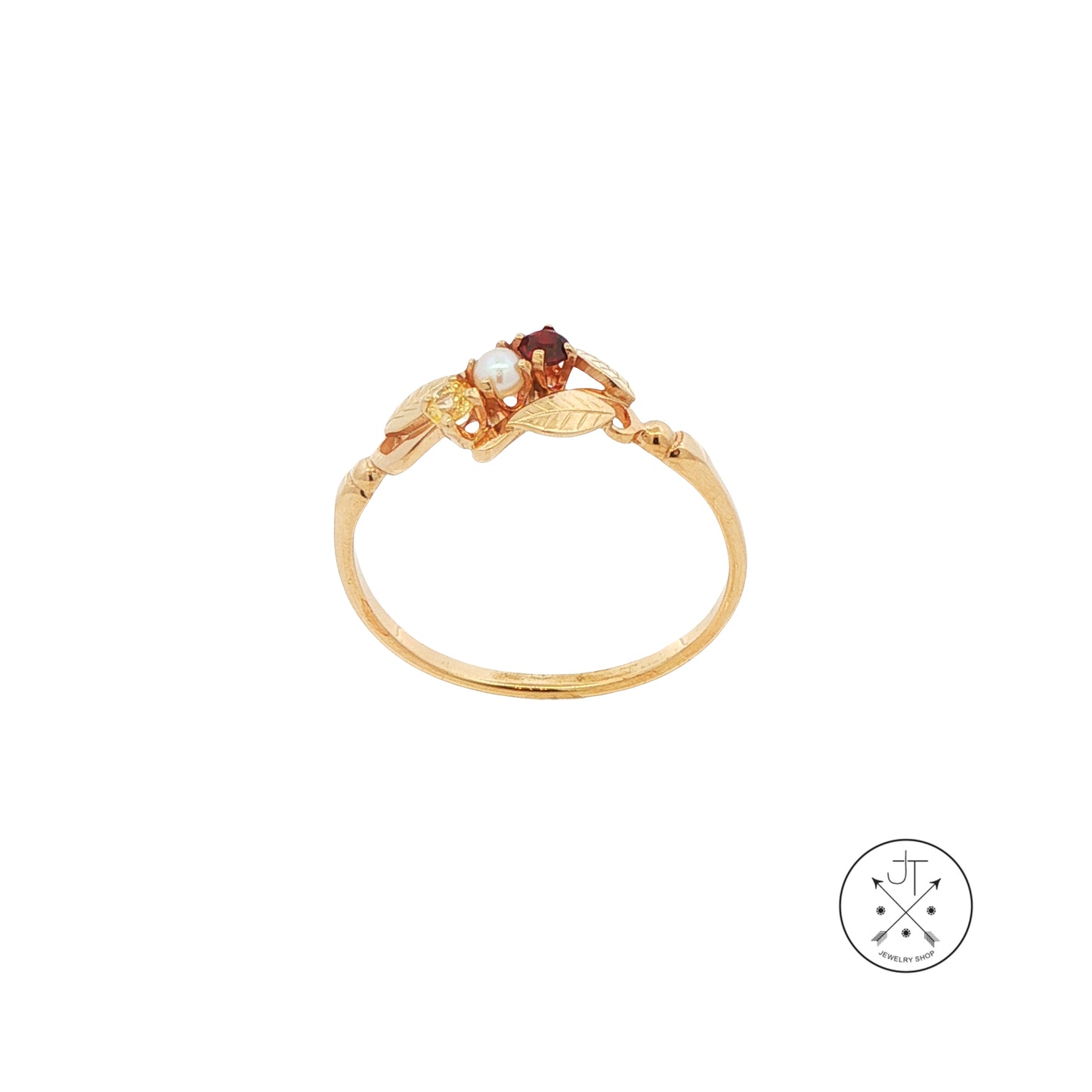 Vintage 14k Yellow Gold Ring with Sapphire Garnet and Pearl Size 9 Custom