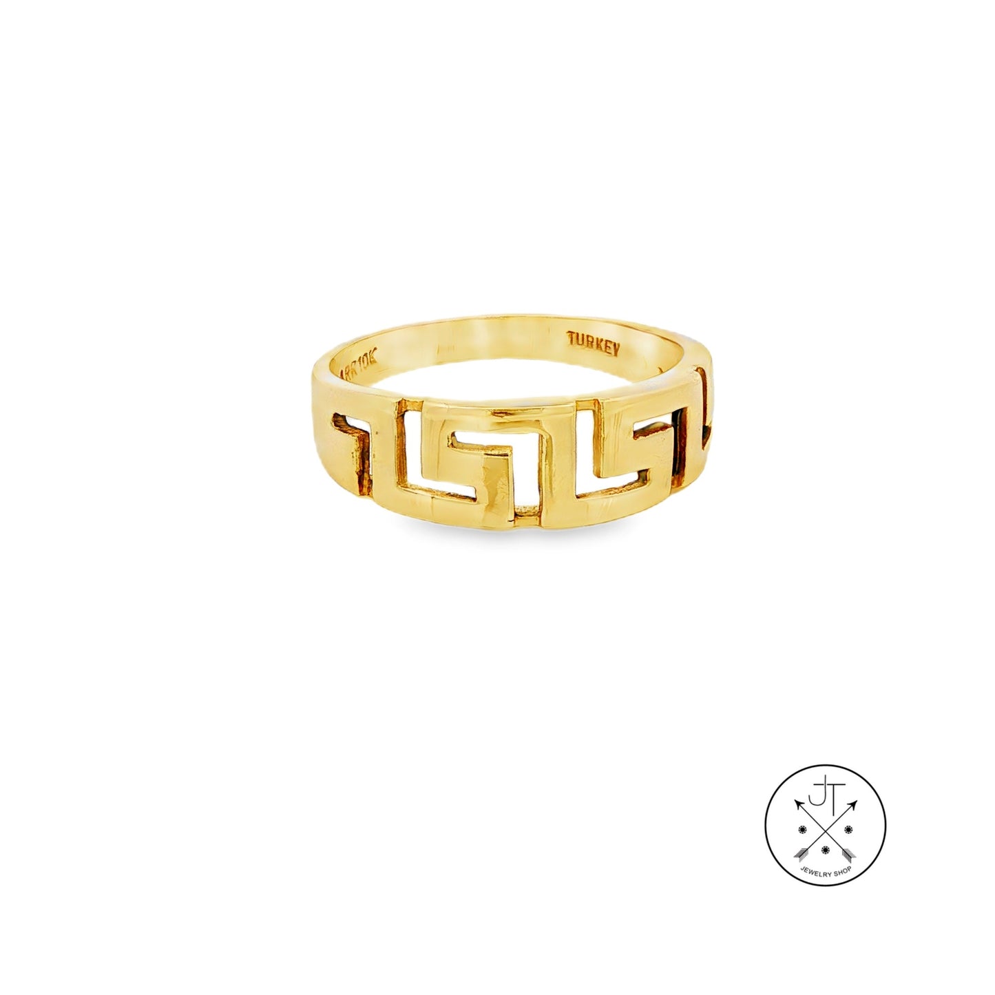 10k Yellow Gold Greek Key Band Size 9.25 Stackable