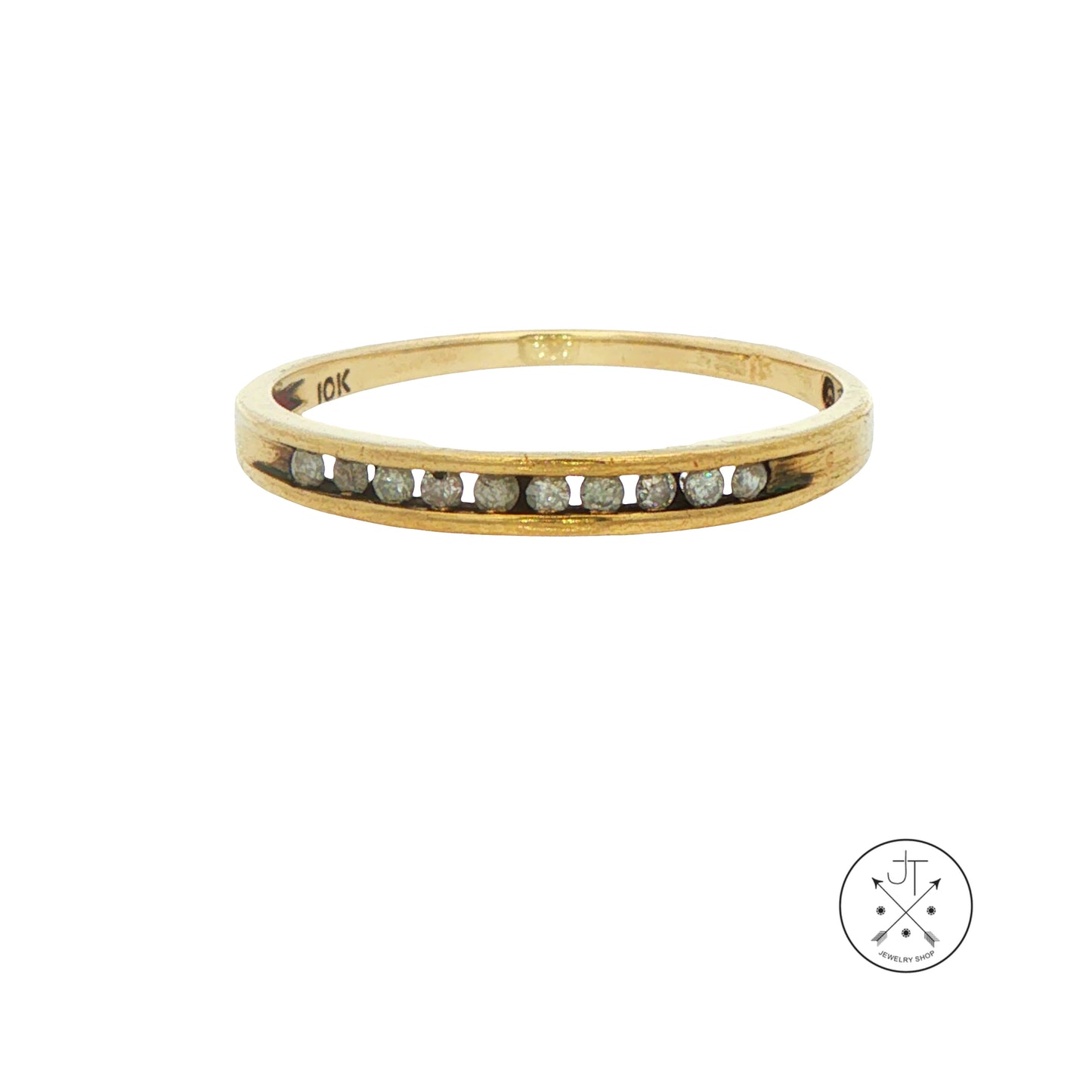 Vintage 10k Yellow Gold Ring with .08 ctw natural Diamonds Size 7.5 Thin Stackable