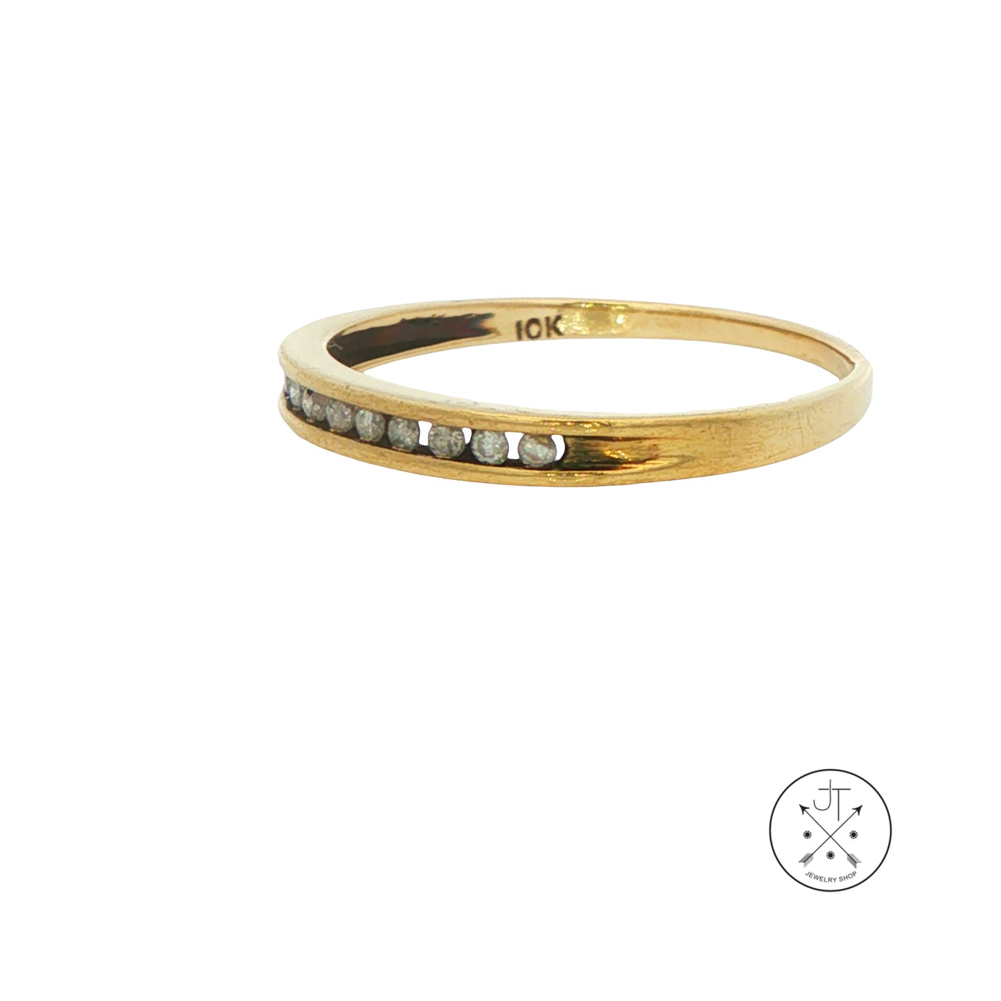 Vintage 10k Yellow Gold Ring with .08 ctw natural Diamonds Size 7.5 Thin Stackable