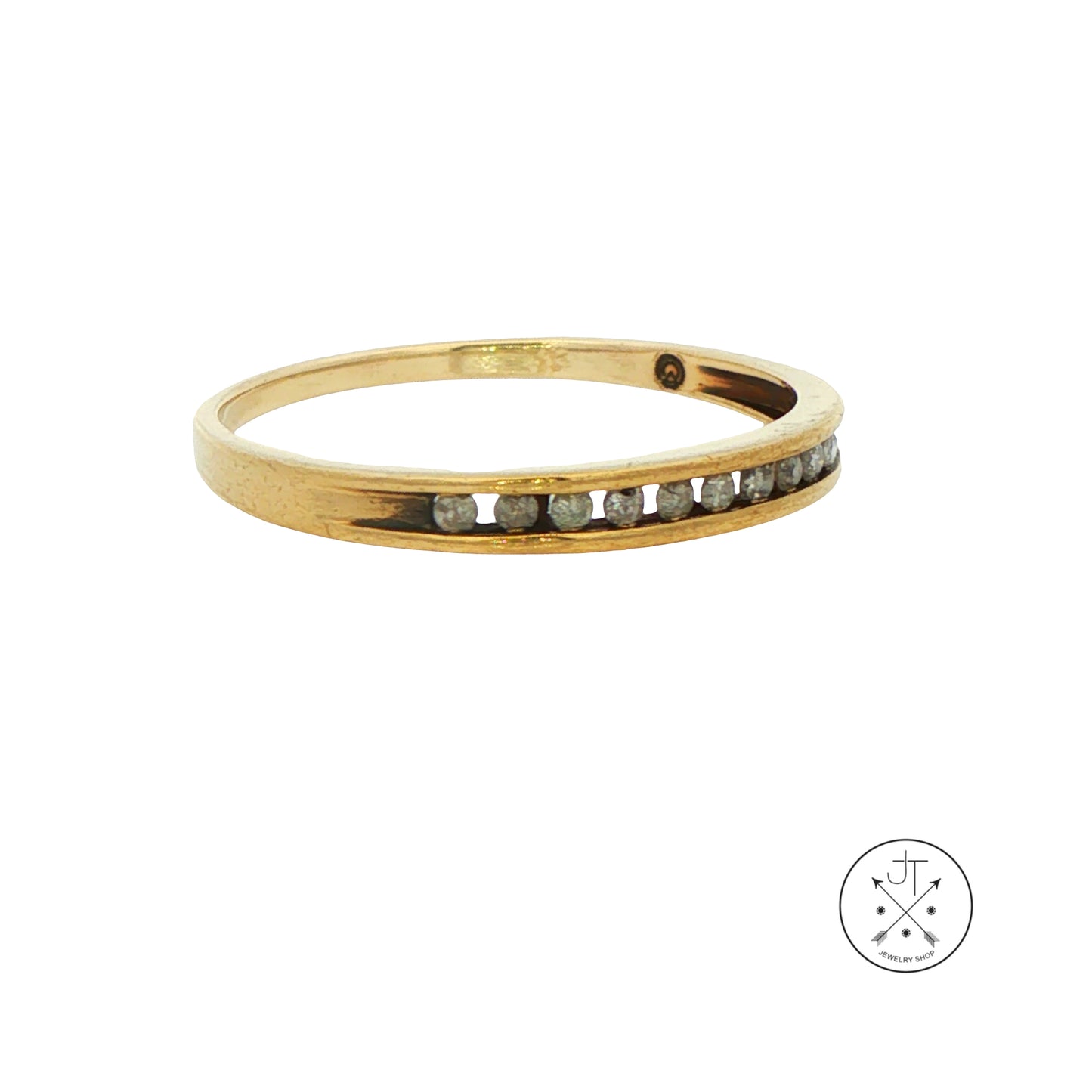 Vintage 10k Yellow Gold Ring with .08 ctw natural Diamonds Size 7.5 Thin Stackable